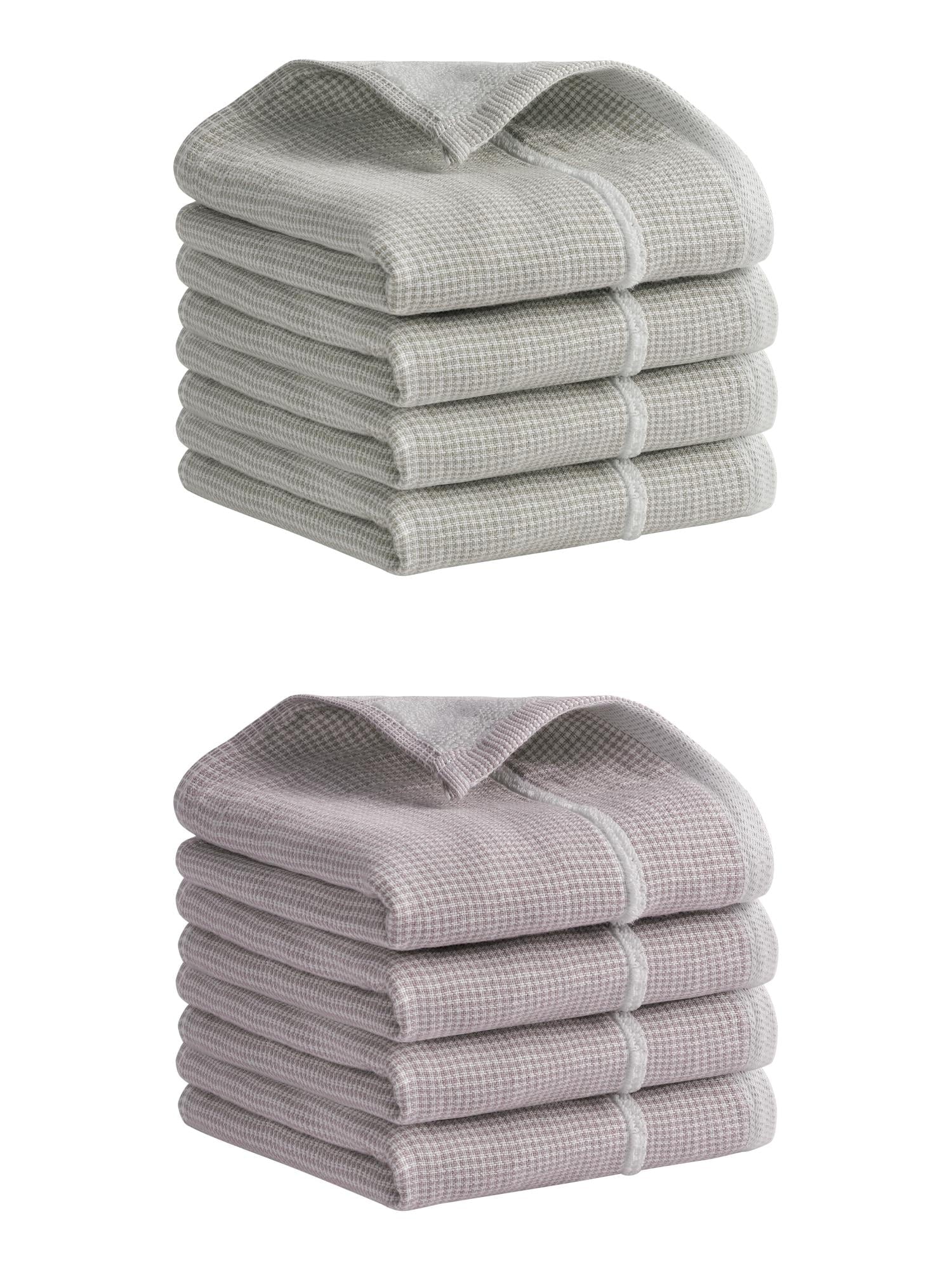 Unique Bargains Striped Decorative Hand Towel Set Cotton Face Towels Khaki/Brown 8 Pack