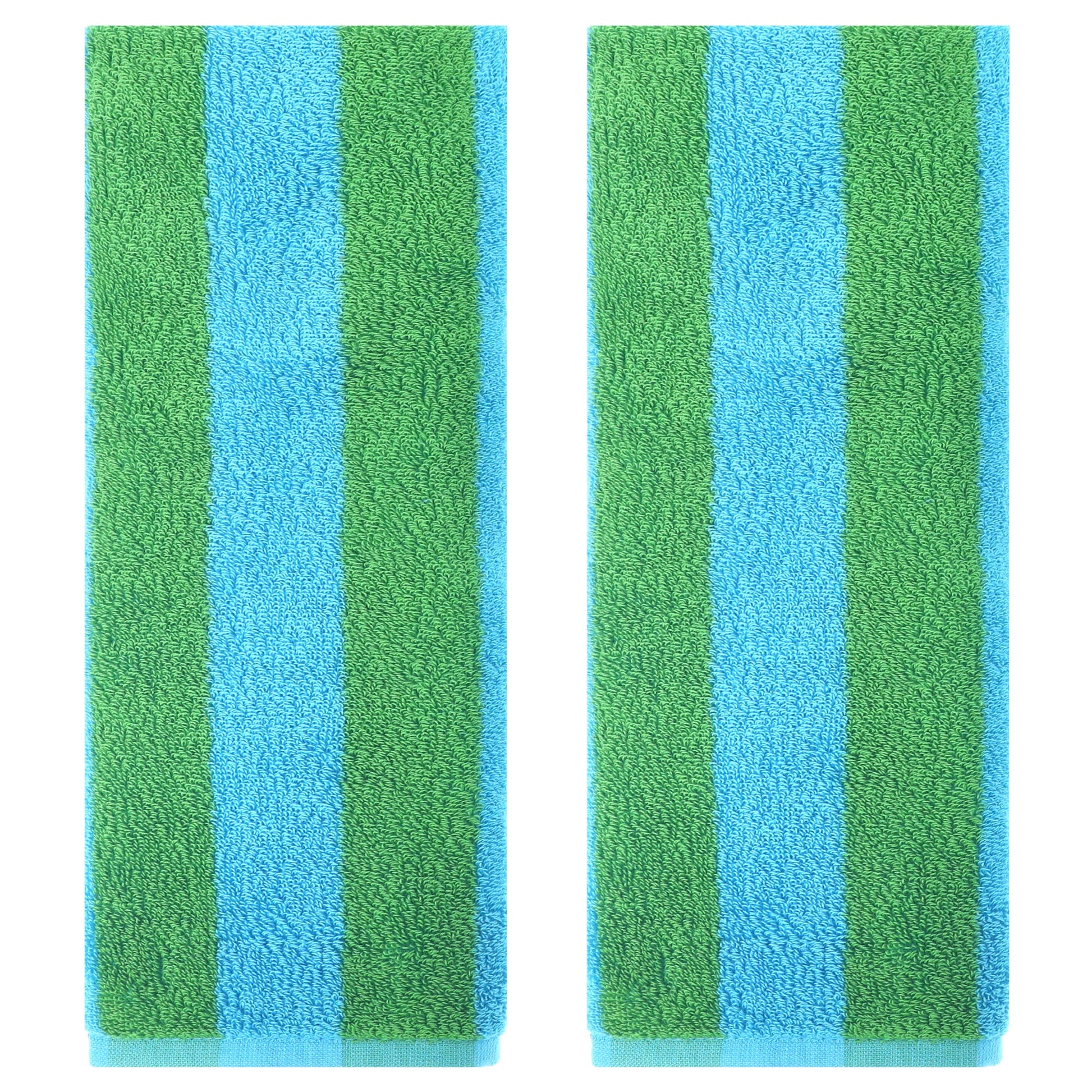 Unique Bargains Striped Hand Towels Absorbent Soft Towel for Kitchen Blue Green 2-Piece