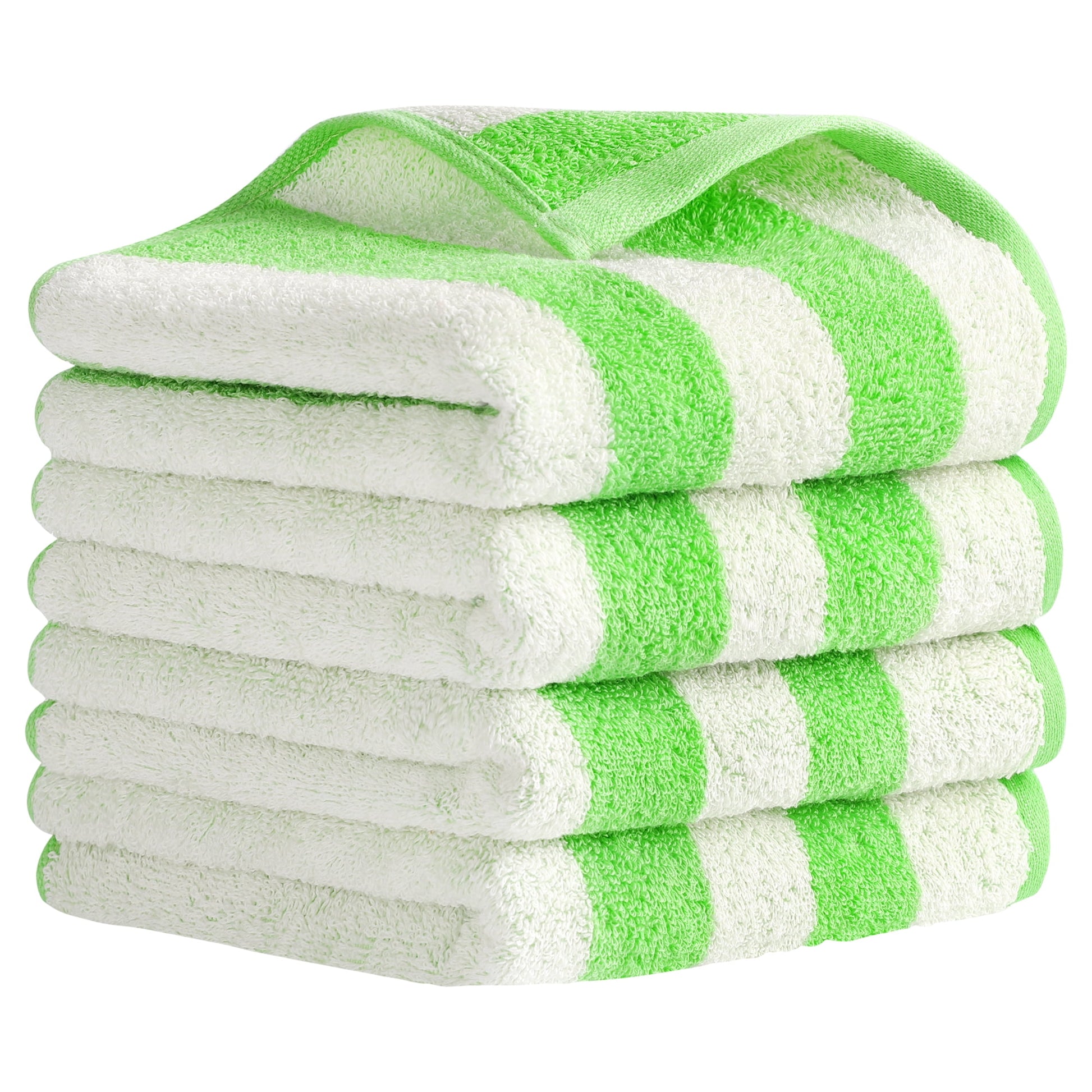 Unique Bargains Striped Hand Towels Absorbent Soft Towel for Kitchen Green 4-Piece