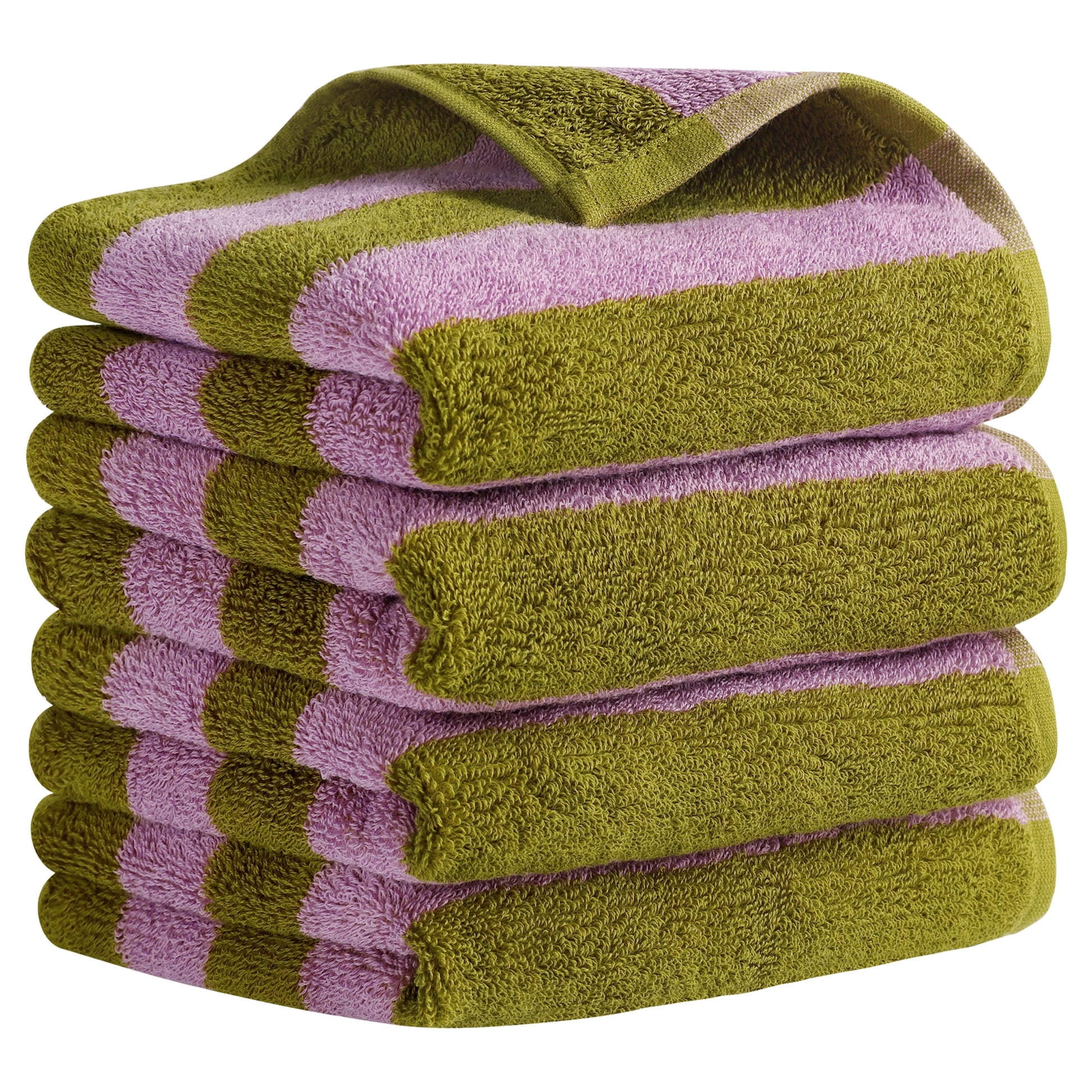 Unique Bargains Striped Hand Towels Absorbent Soft Towel for Kitchen Pink Brown 4-Piece
