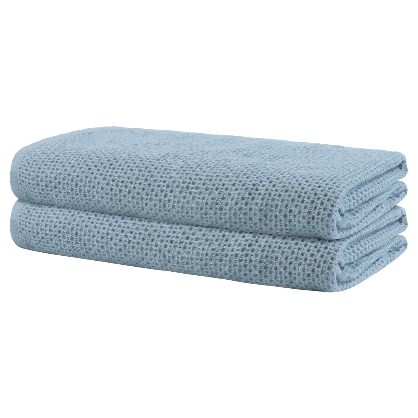 Unique Bargains Waffle 2 Pack Cotton Bath Towel Set Soft Highly Absorbent Towels Blue 28" x 56"