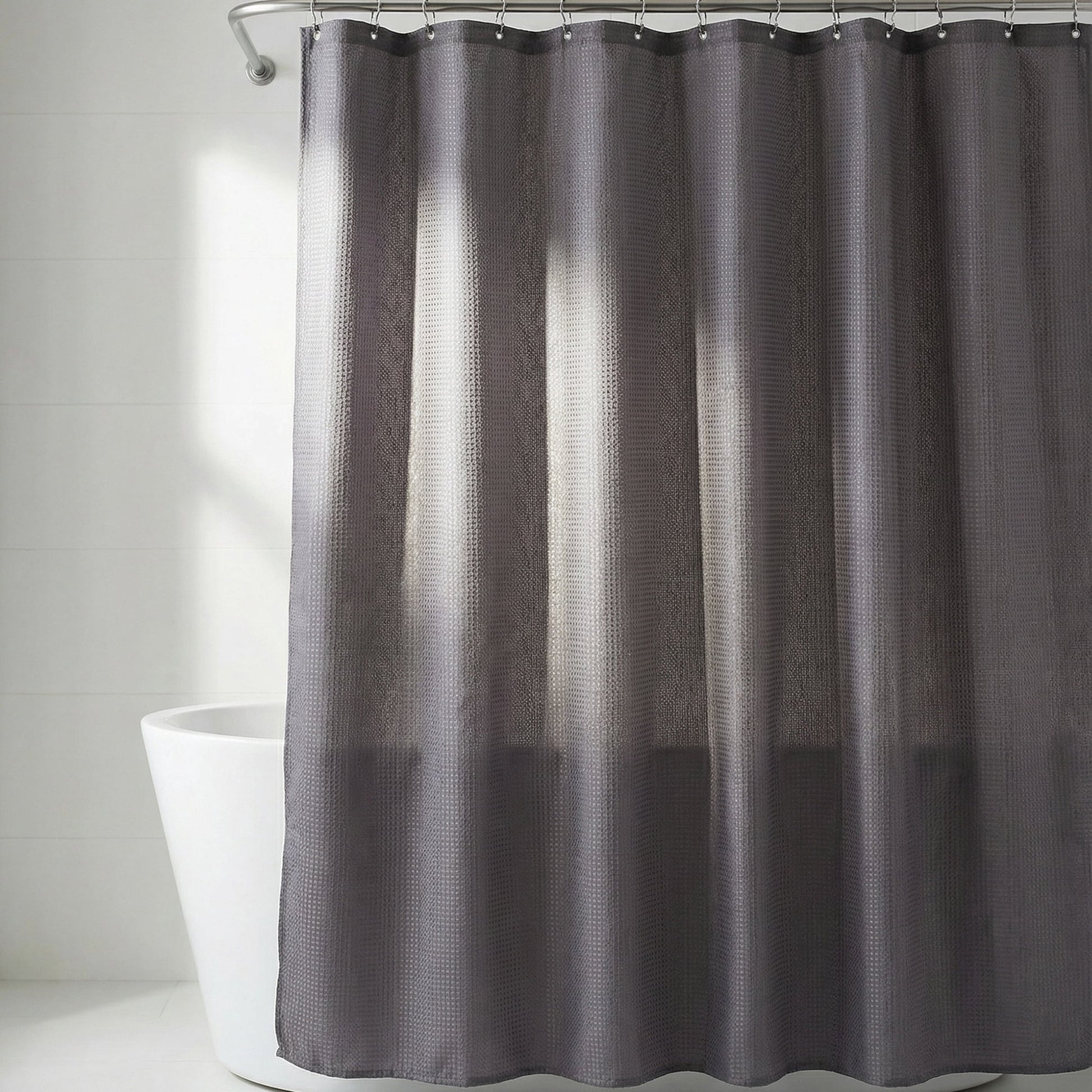Unique Bargains Waffle Weave Shower Curtain with Excellent Drape Grey 71"W x 71"L