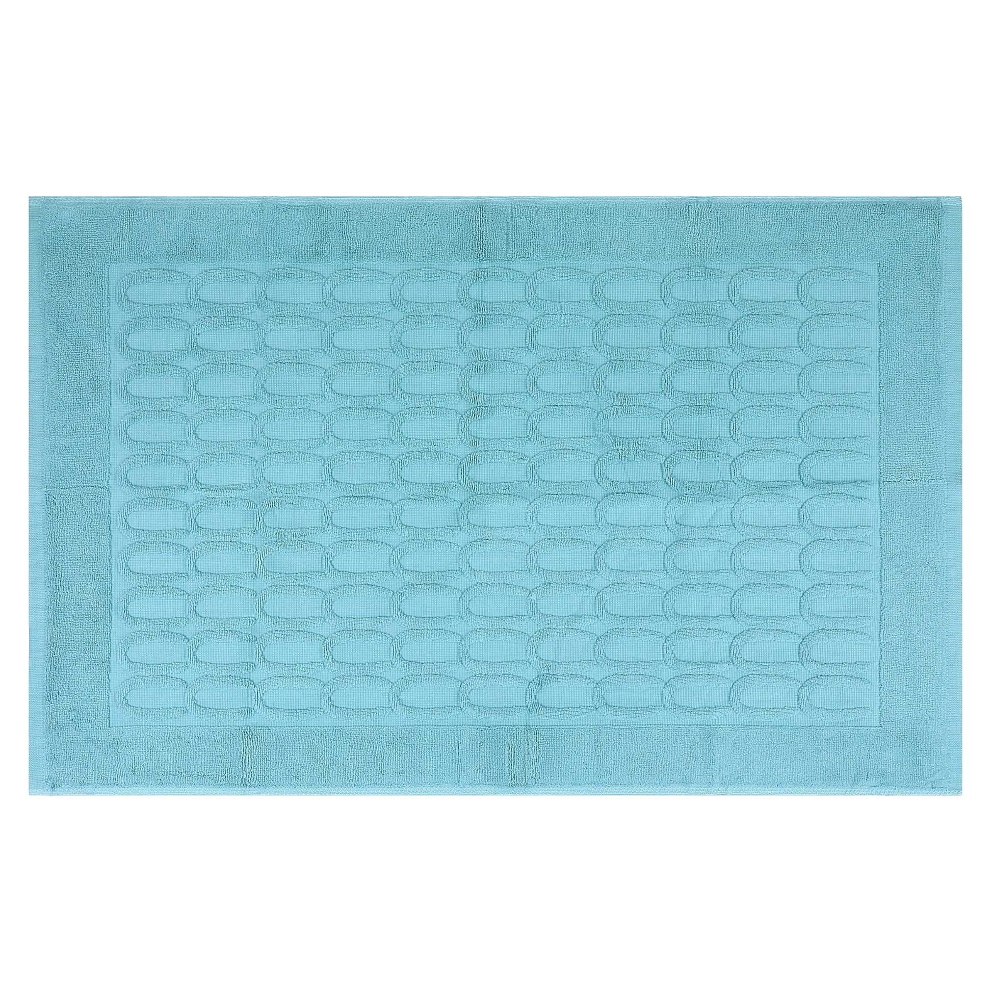 Unique Bargains Washable Textured Cotton Bath Rug Water Absorbent Mat Light Blue 20" x 32"