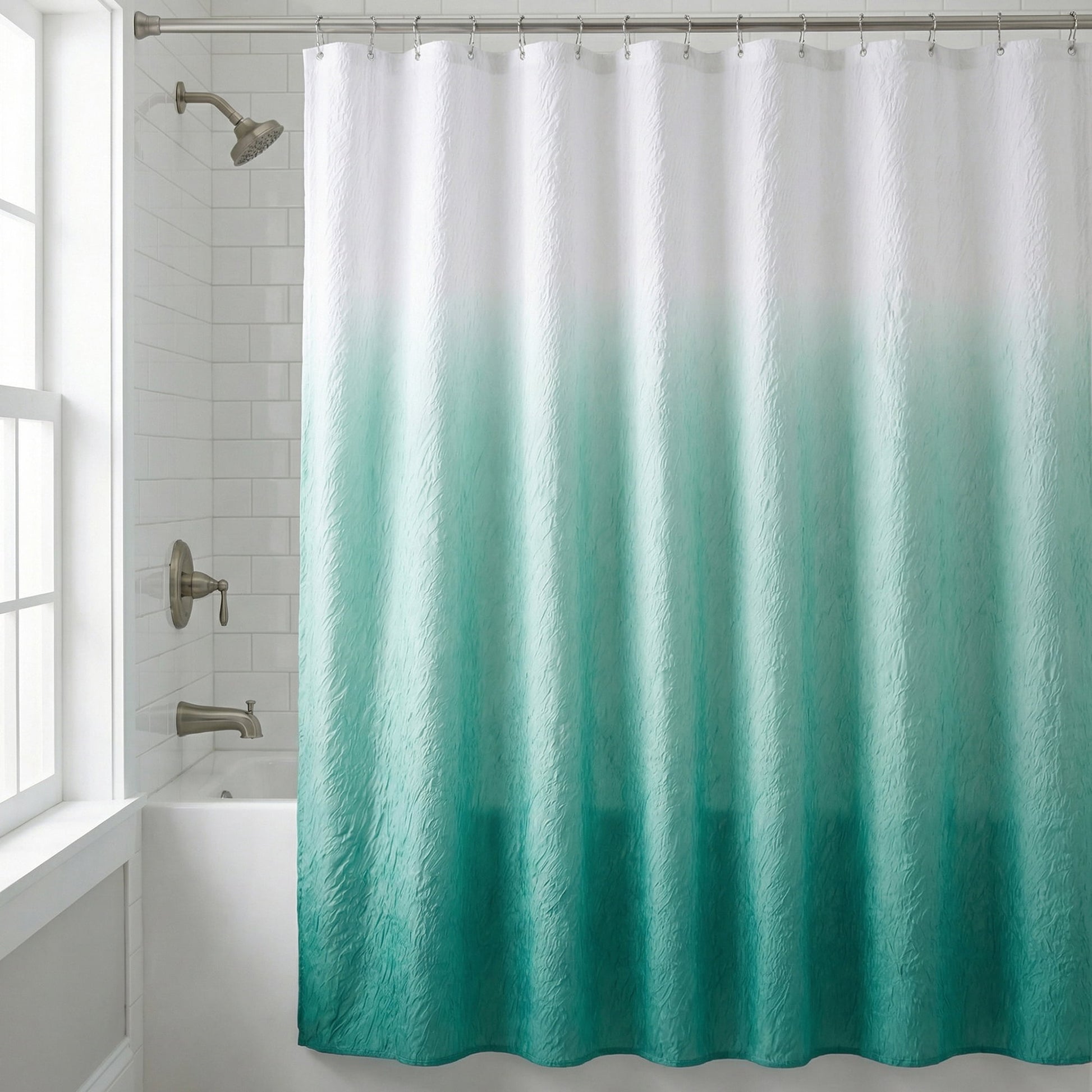 Unique Bargains Waterproof Fabric Modern Farmhouse Soft Sets with Hooks Green 71"W x 71"L