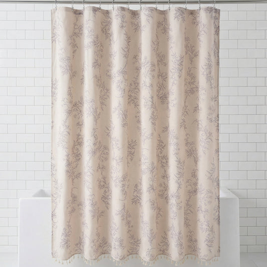 Unique Bargains Waterproof Faux Linen Shower Curtain Sets with 12 Hooks Grey 71"W x 71"L