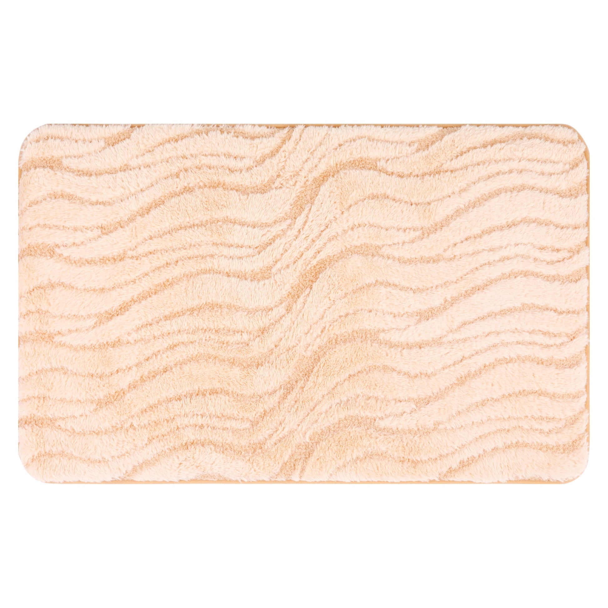Unique Bargains Wave Pattern Bath Mat Soft Absorbent Non-Slip Bath Rugs Khaki 20" x 32"