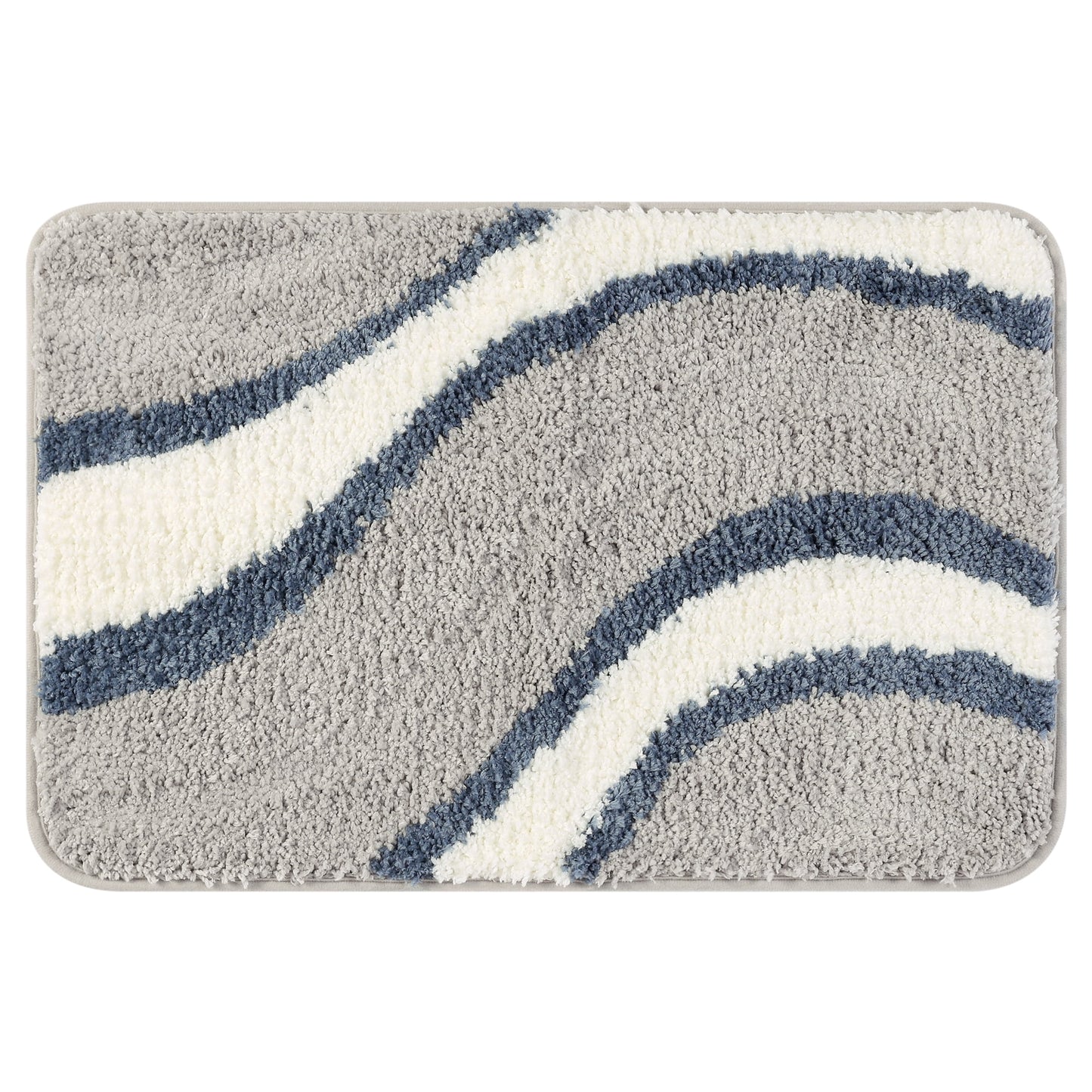 Unique Bargains Wavy Stripes Bathroom Rug Mat Absorbent Bath Rugs Non-Slip Multicolor 16" x 24"