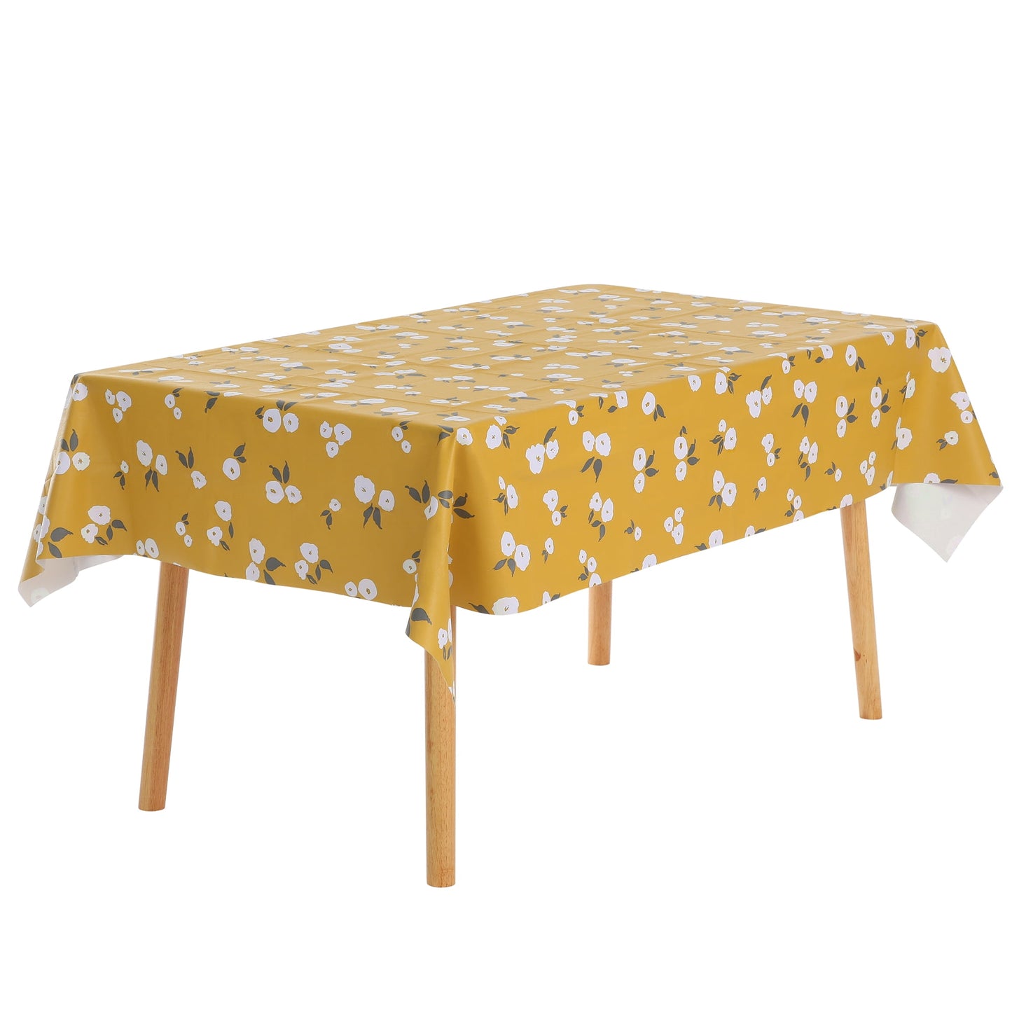 Unique Bargains Wrinkle-Resistant Waterproof Table Cover Tablecloth Gardenia 55x87inch