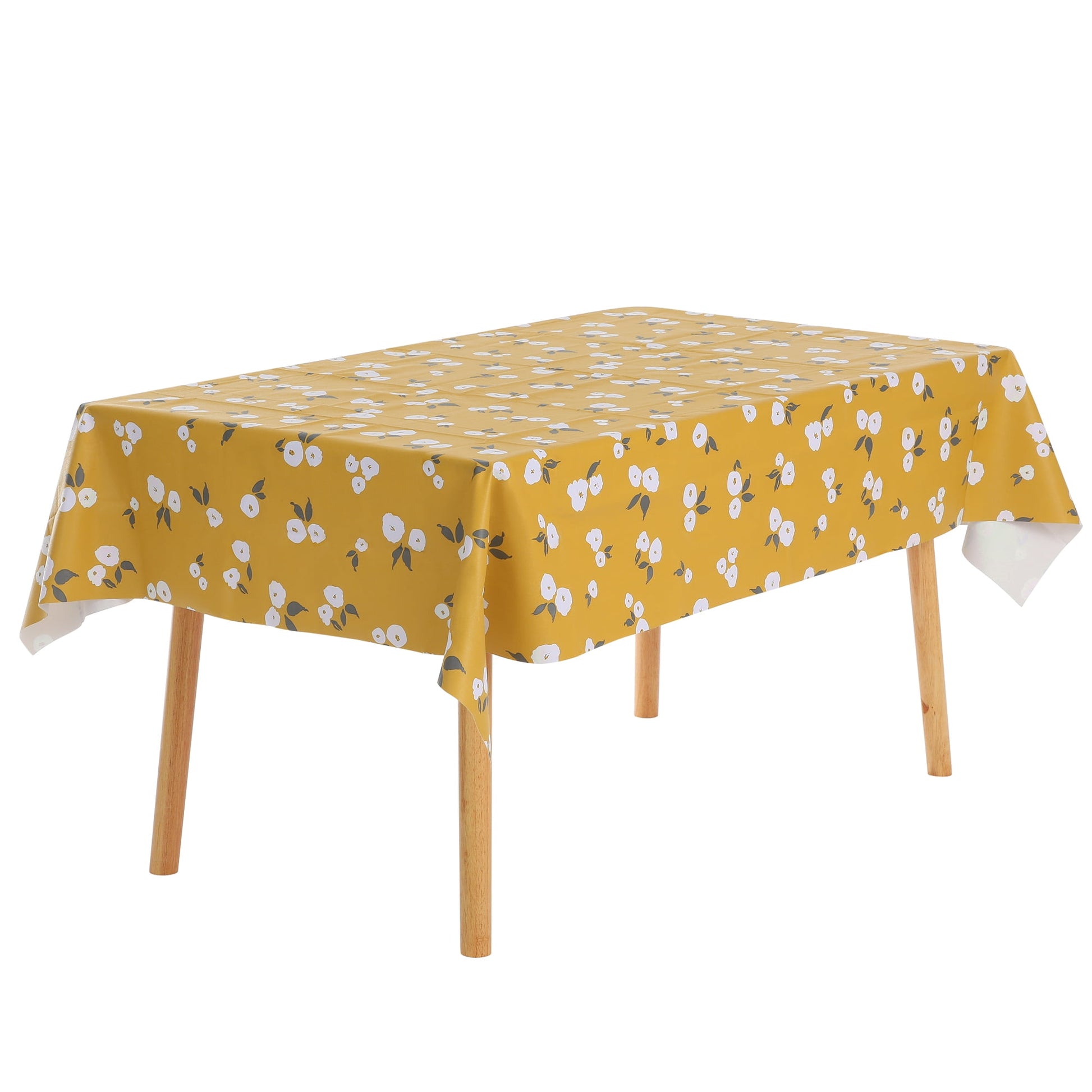 Unique Bargains Wrinkle-Resistant Waterproof Table Cover Tablecloth Gardenia 55x87inch