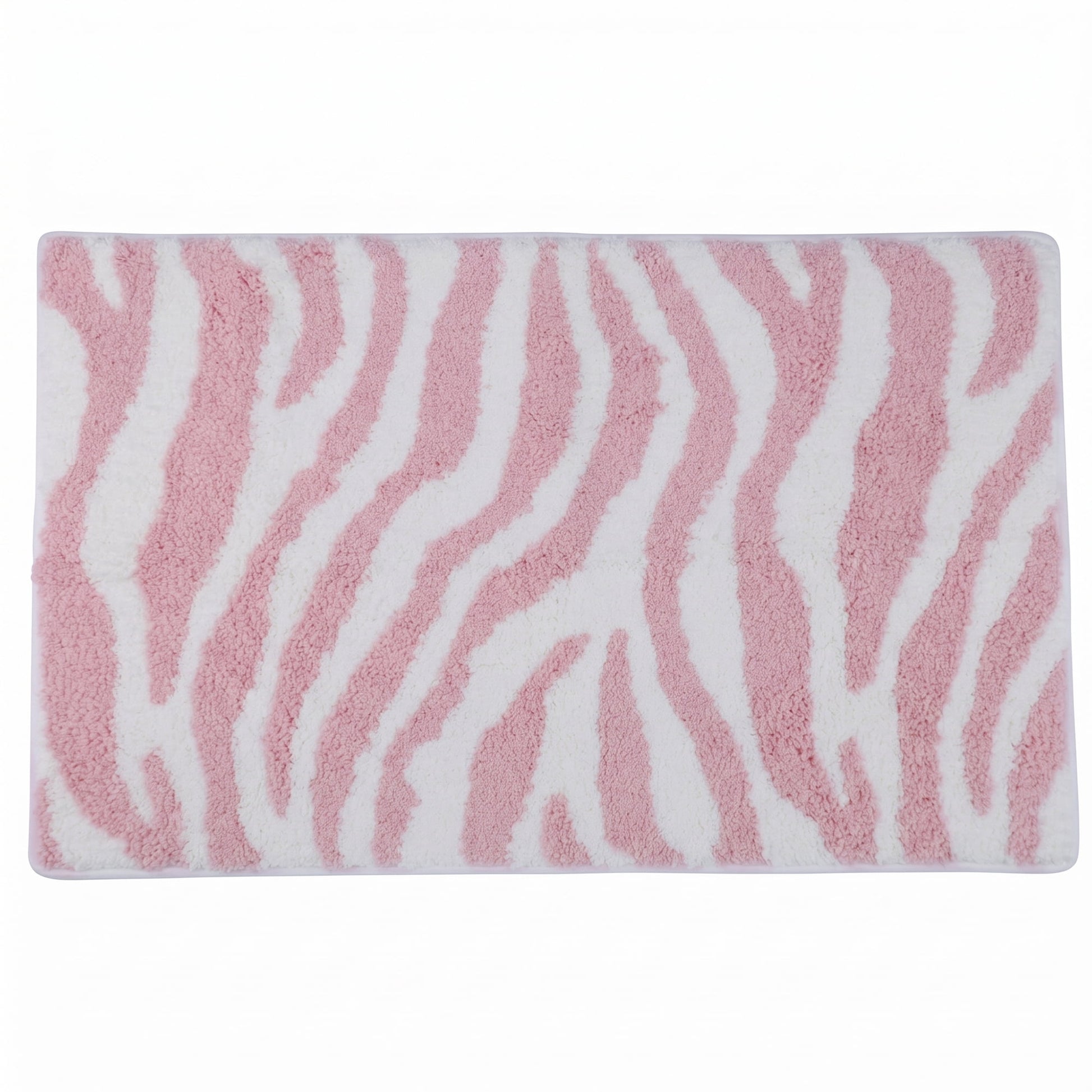 Unique Bargains Zebra Print Absorbent Non Slip Machine Washable Bath Mat Pink 32" x 20"
