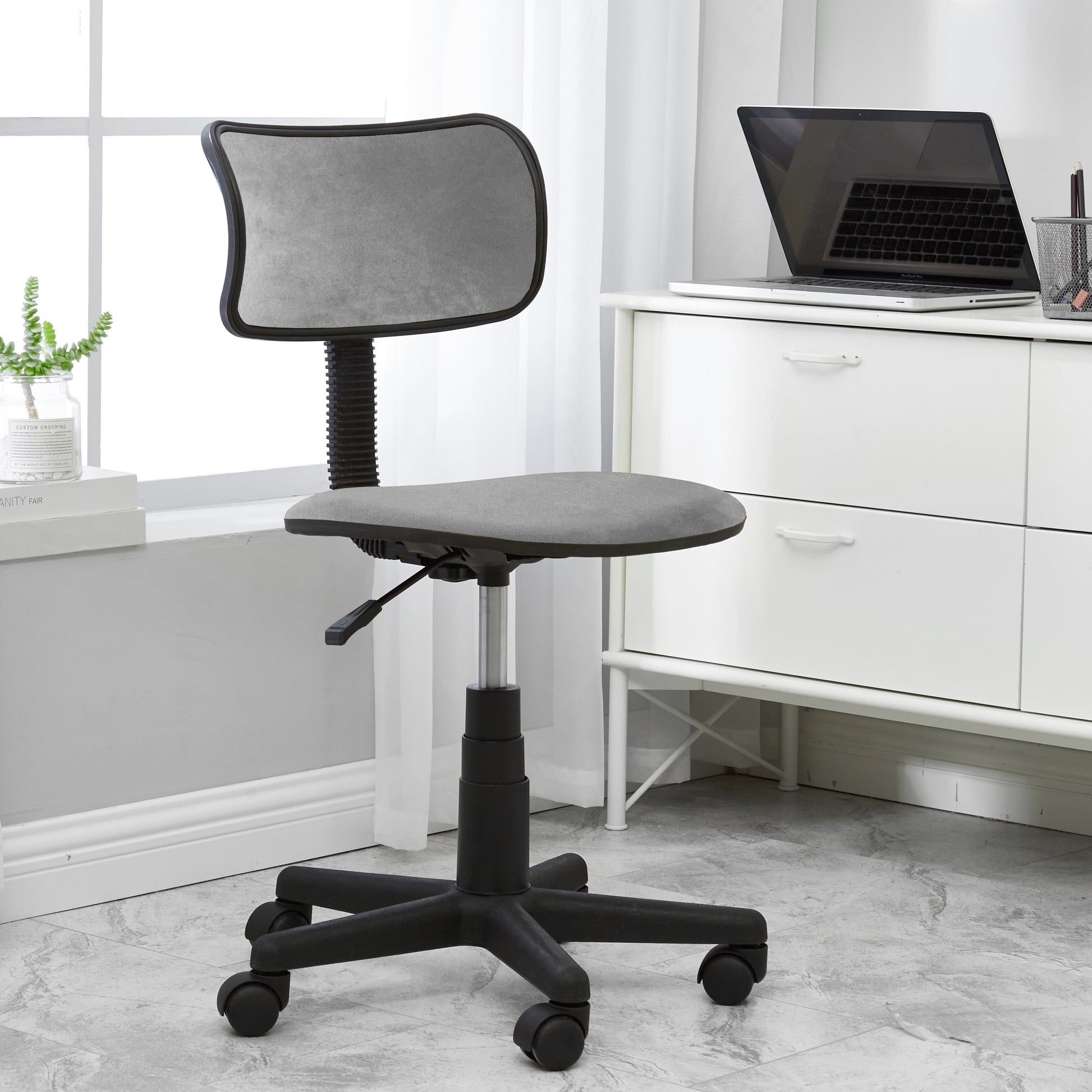 Urban Shop Crushed Velvet Swivel Chair with Gas Pump, Grey