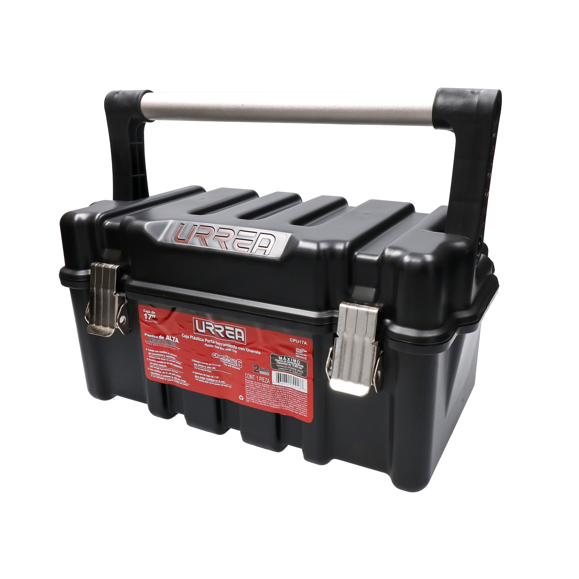 Urrea Heavy Duty 17 In Plastic Tool Box With Metallic Latches And Plastic Tray