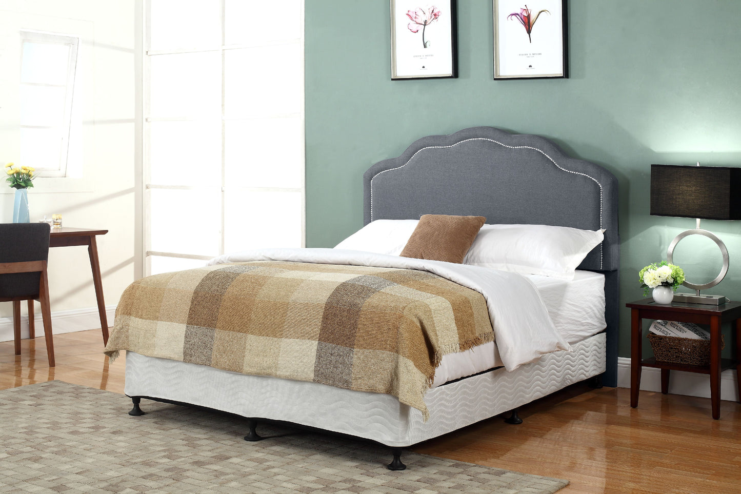 Uspridefurniture Cabecera de Lino Tapizada con Panel PanorÃ¡mico, Adecuada para Camas TamaÃ±o Full O queen