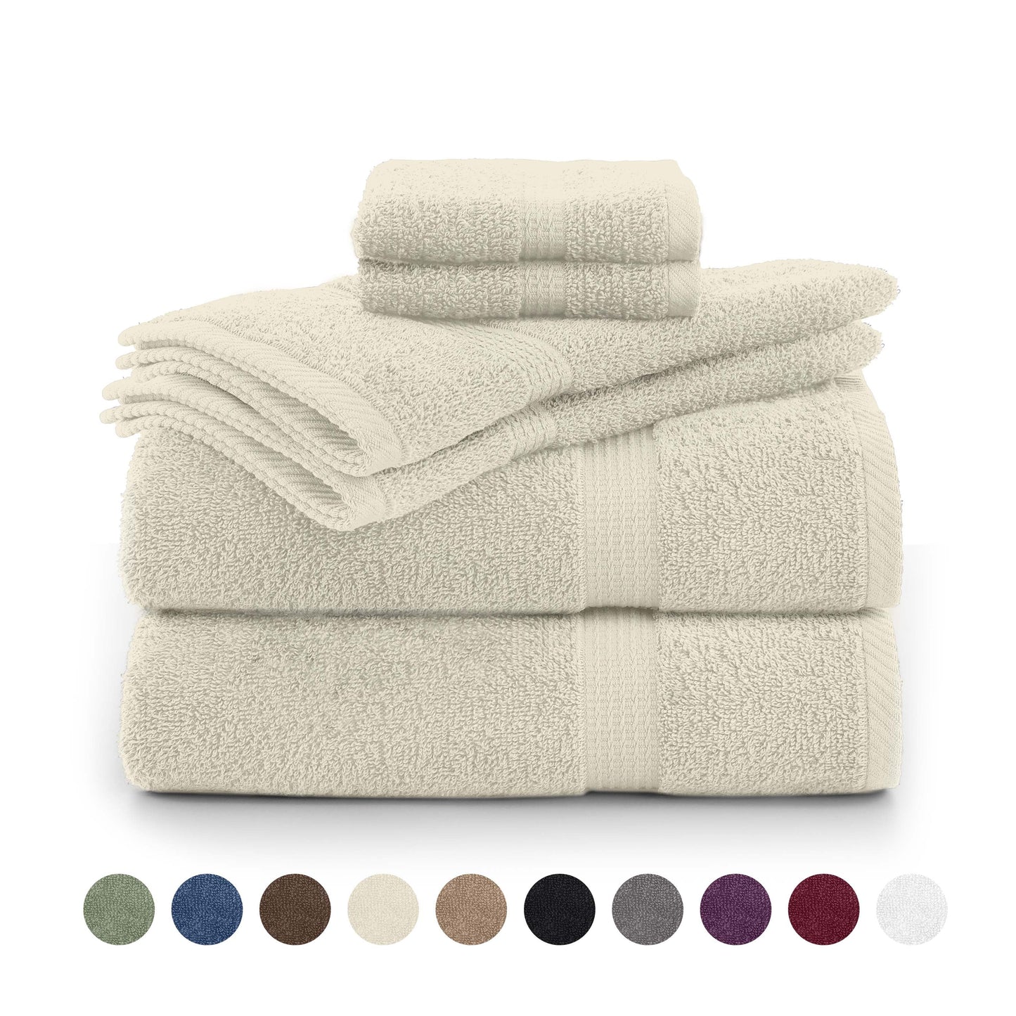 Utica 6-Piece Towel Set | 100% Cotton Soft & Absorbent Everyday Towels | Grey