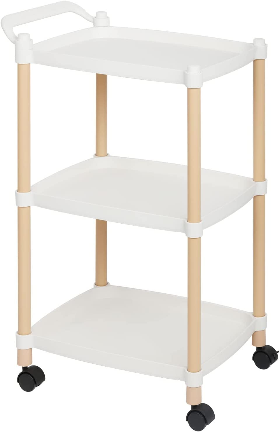 Utility Cart with Wheels 3-Tier Kitchen Rolling Cart Organizer Rolling Storage Organizer with Handle