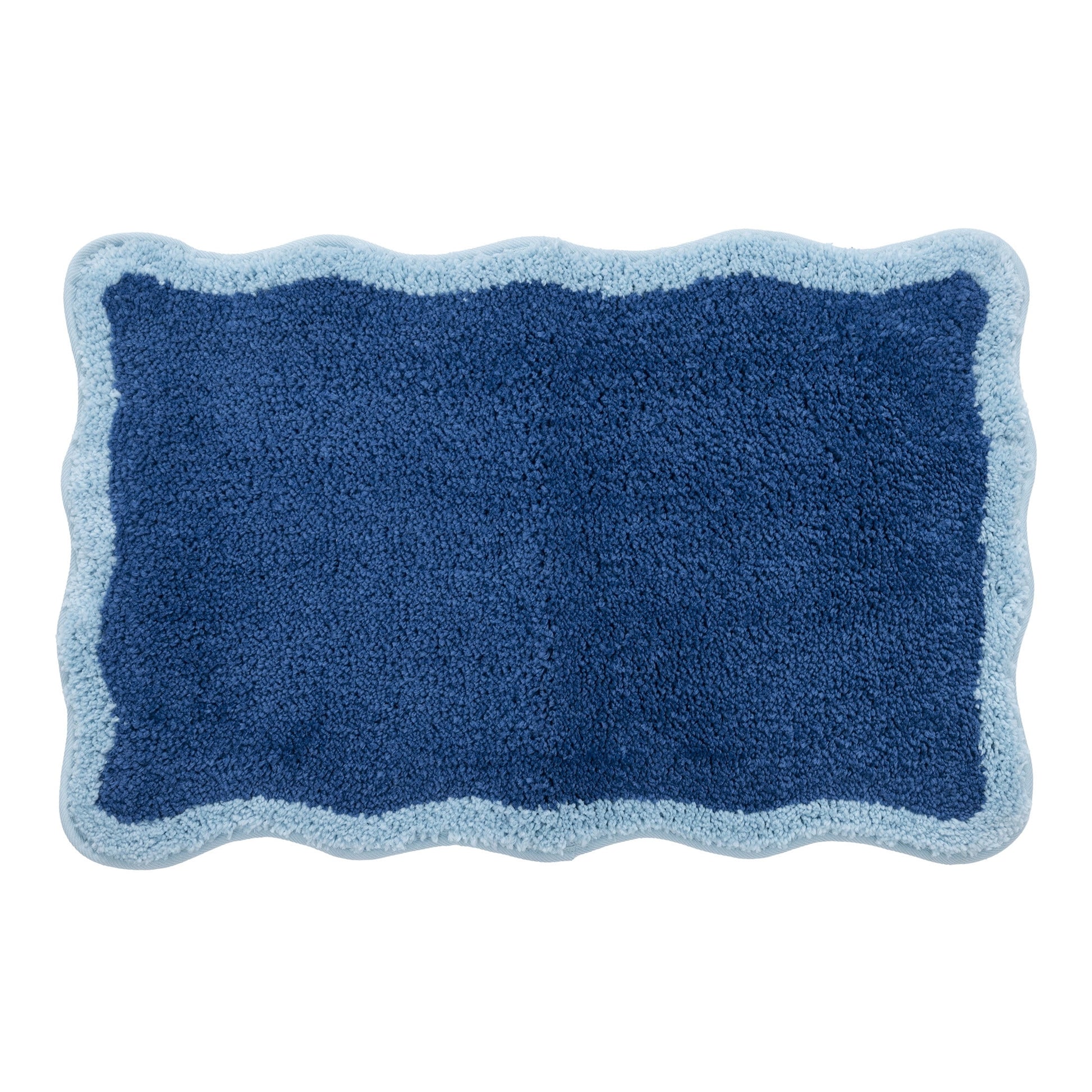 VCNY Home Blue Scalloped Tufted Bath Rug, 18" x 27"