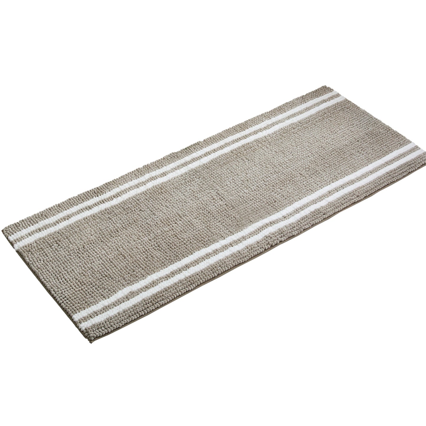 VCNY Home Hotel Beige/White Striped Polyester Bath Rug, 24" x 60"