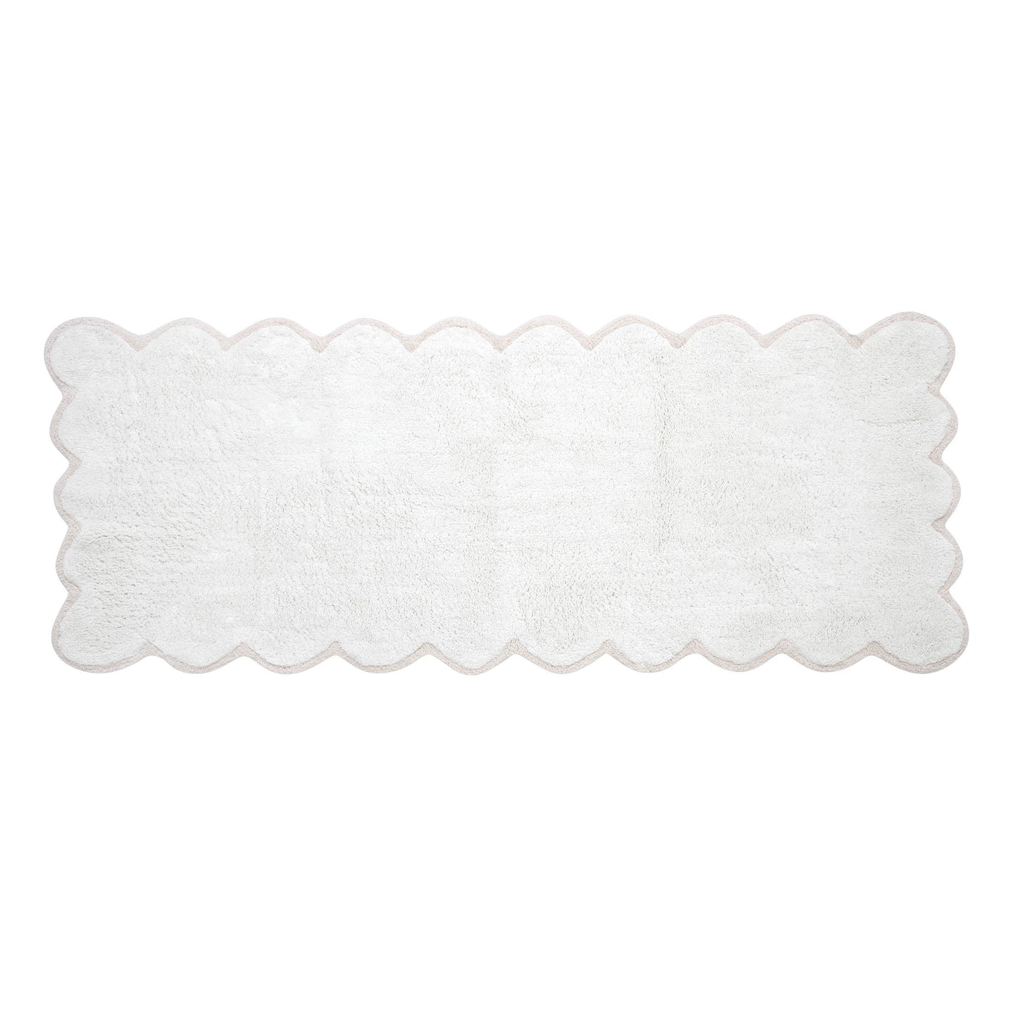VCNY Home Scallop Solid Color White Cotton Bath Runner, 24" x 60"