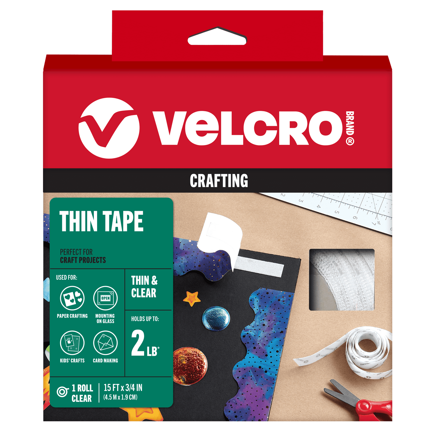 VELCRO Brand Thin General Purpose Tape - 15 Ft x Â¾â€ - Cut Strips to Length - Home Office or Crafts Fastening Solution - Large Roll, 91325