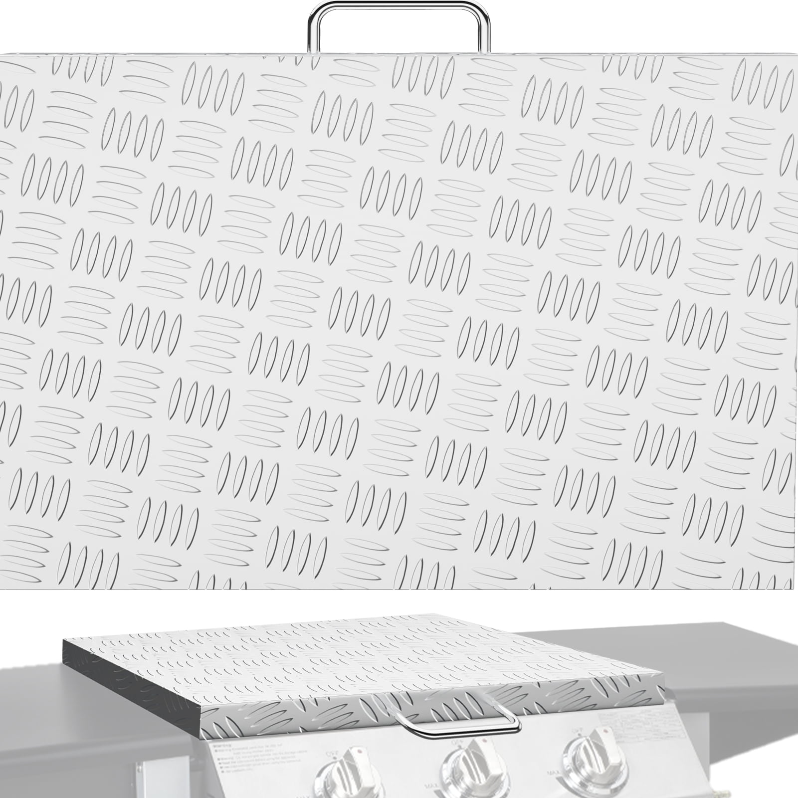 VEVOR Griddle Lid Cover Aluminum Diamond Plate Steel, 28 Inch, Silver