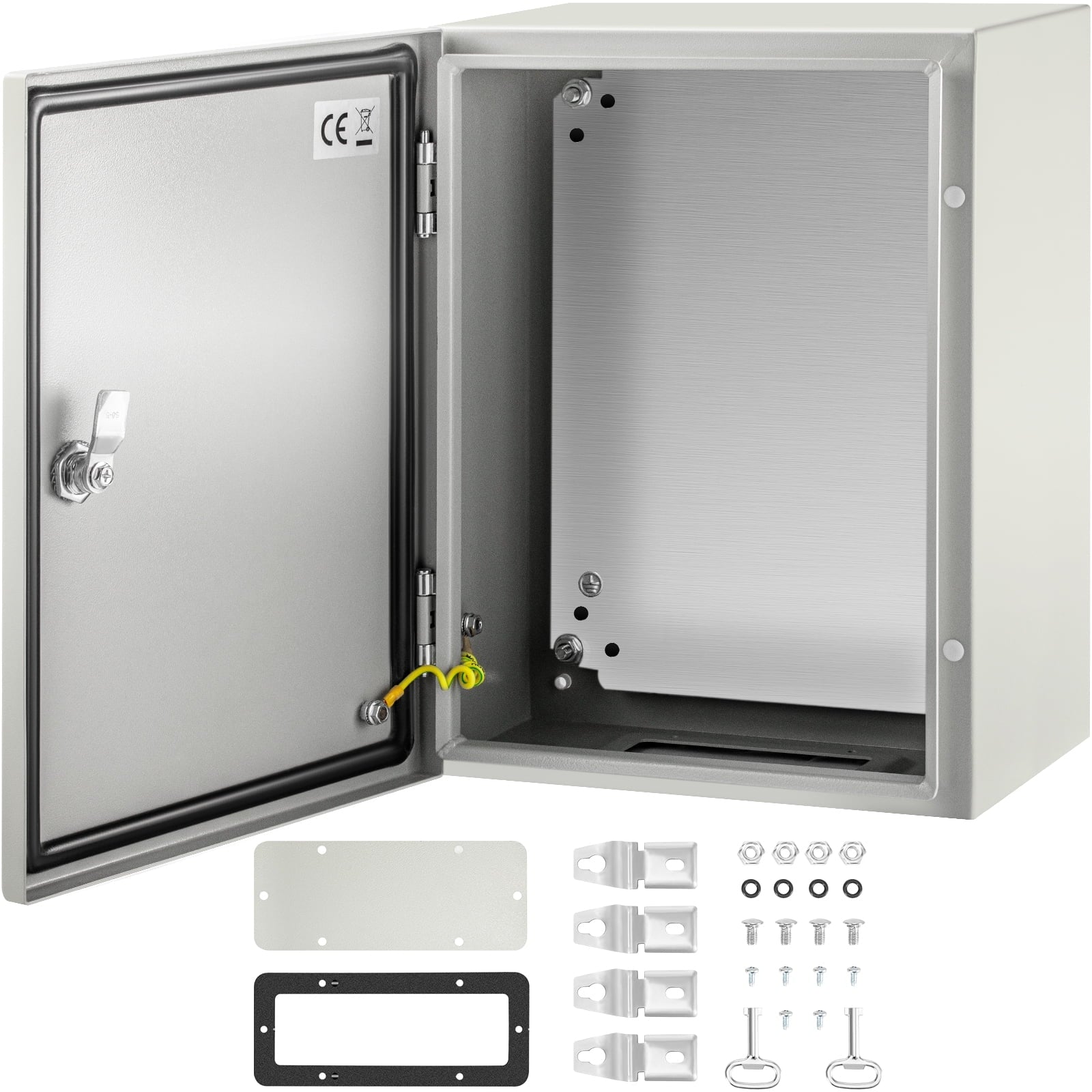VEVOR Steel Box 16"x 12"x 8" Electrical Enclosure Box, Carbon Steel Hinged Junction Box, Ip65 Weatherproof Metal Box Wall-Mounted