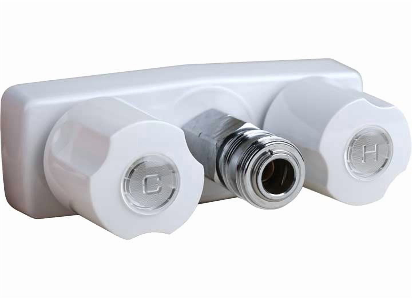 Valterra PF213246 Plastic Two-Handle 3-3/8" RV Faucet with Quick Connect - White