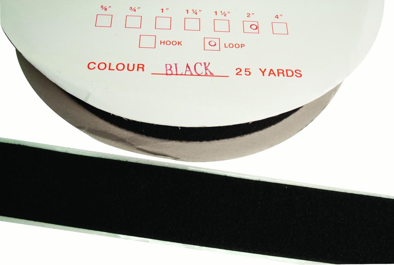 Velcro 2" self-adhesive loop, 25 yard dispenser box, black
