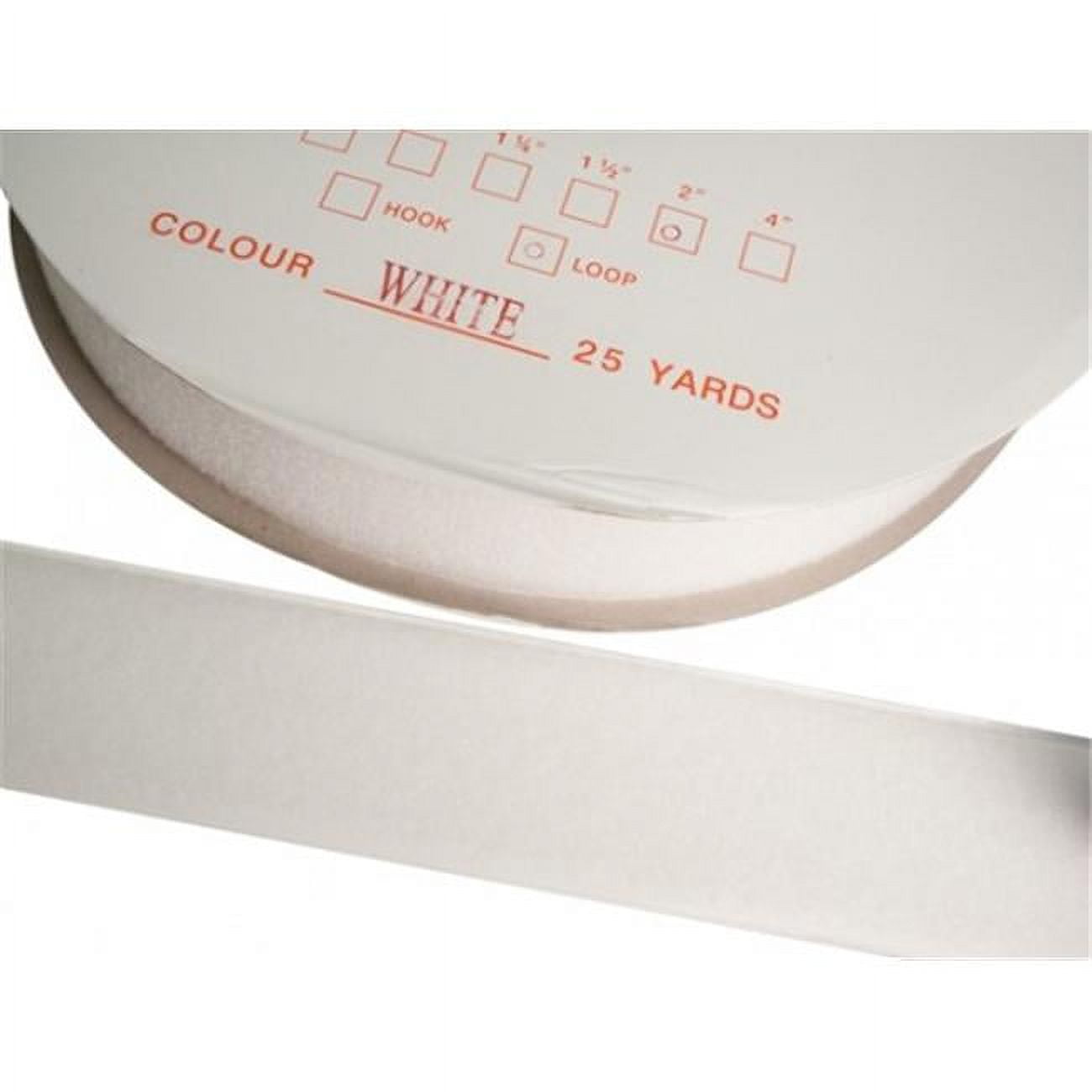 Velcro 2" self-adhesive loop, 25 yard dispenser box, white