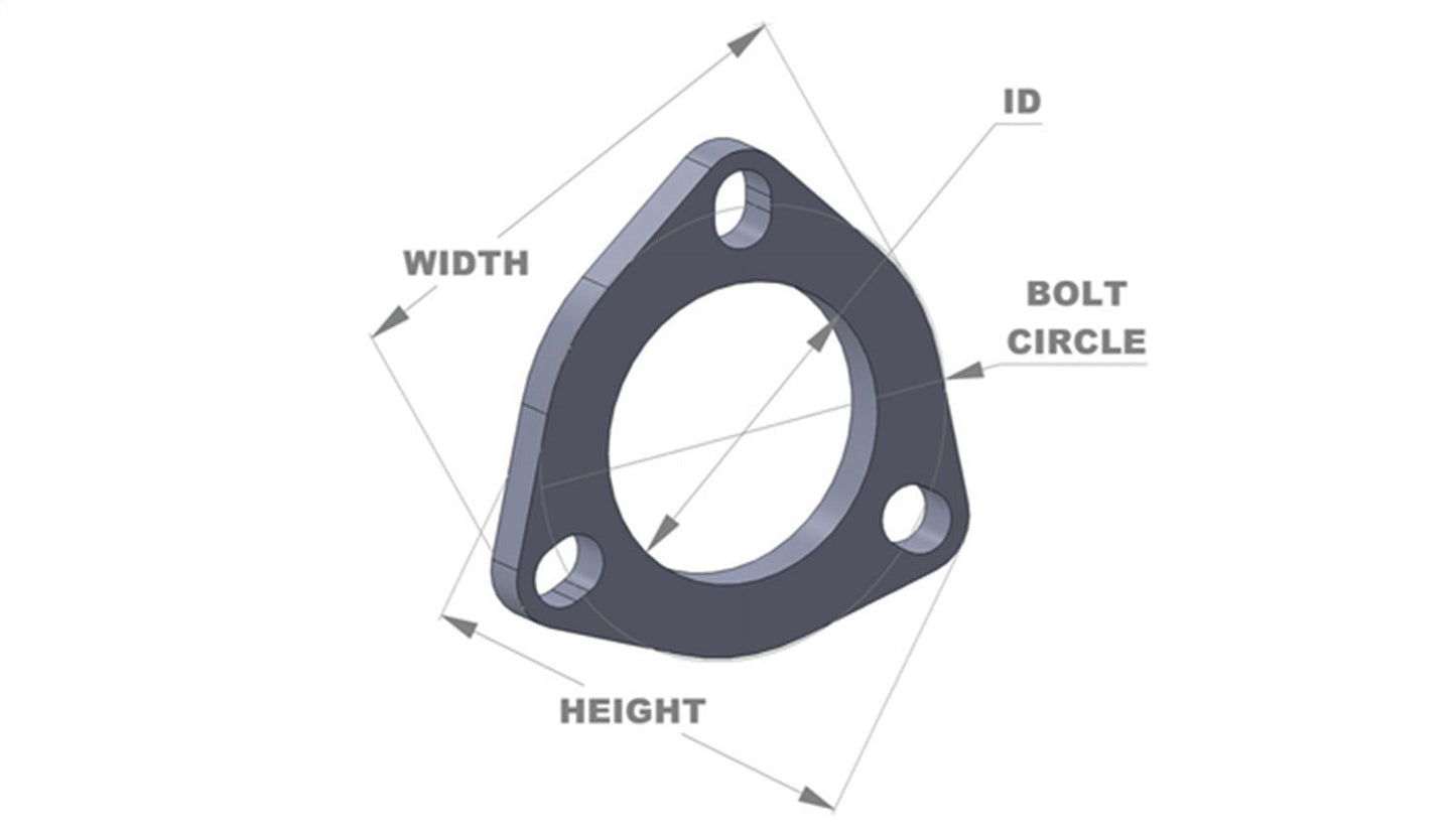Vibrant Performance 1482S VIB1482S 3-BOLT STAINLESS STEEL FLANGE (2.5IN I.D.) - SINGLE FLANGE, RETAIL PACKED