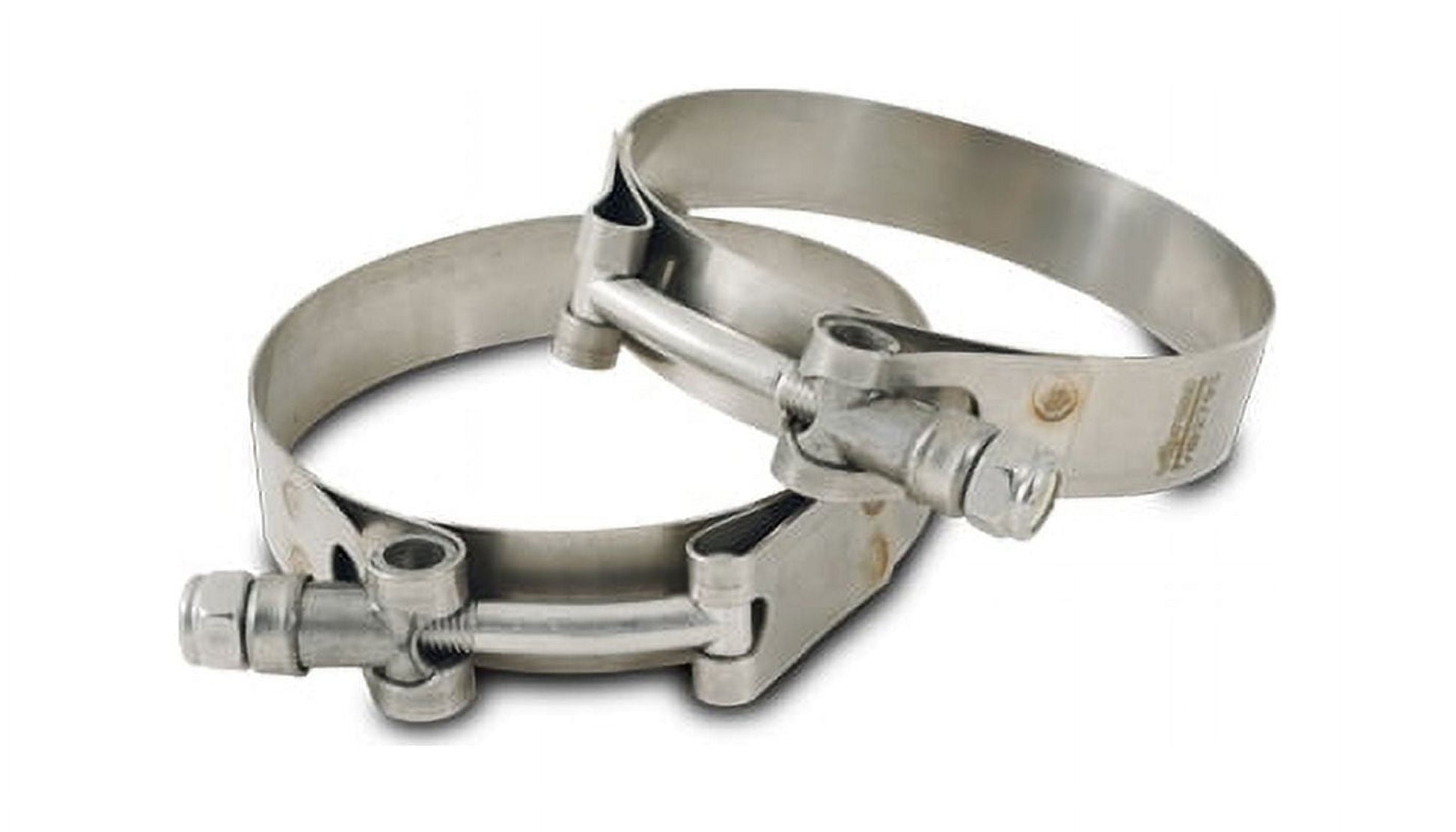Vibrant Stainless Steel T-Bolt Clamps - Clamp Range 2.40in-2.64in (2 Pack)