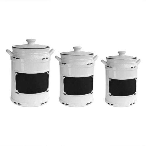 Vintage Black 3-Piece Canister Set, 64 oz/8.75"H, 42 oz/6.7"H