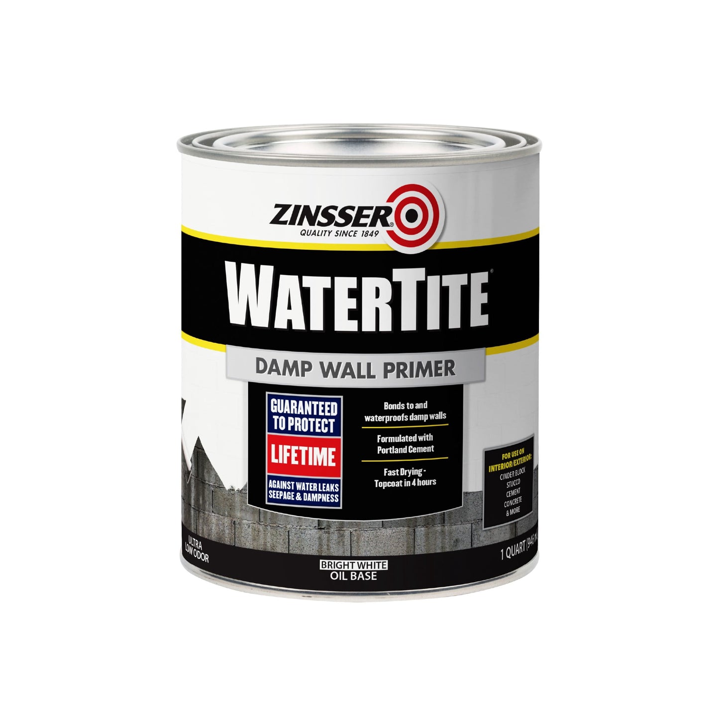Bright White, Zinsser WaterTite Damp Wall Oil Base Primer-396242, 1 qt