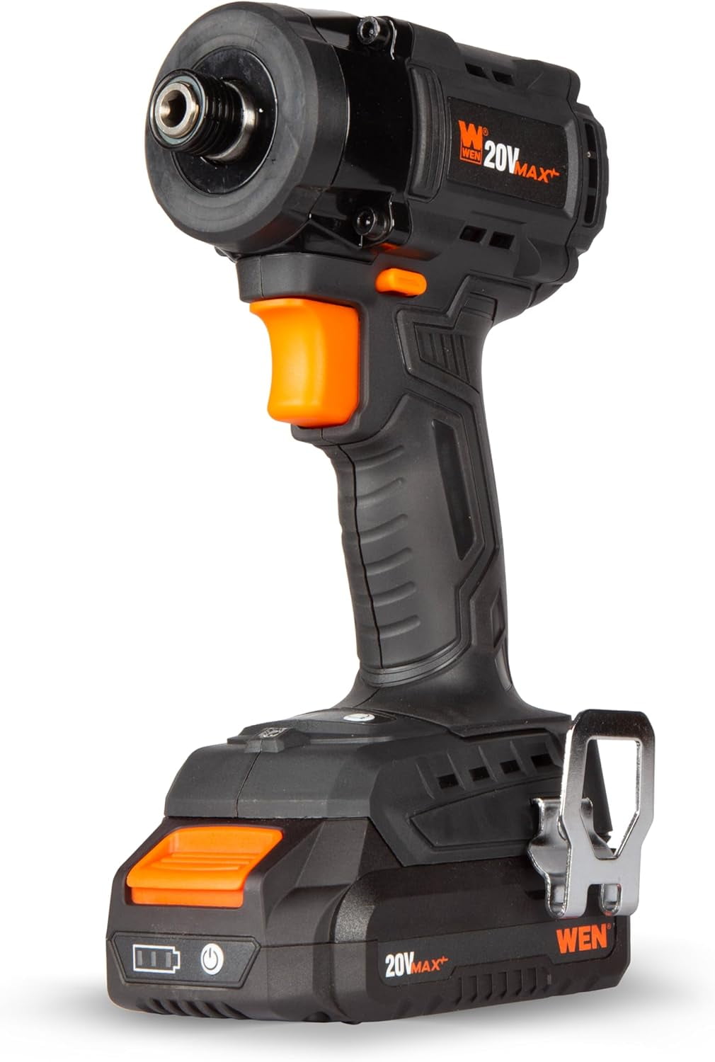 WEN 20V Max 1/4-Inch Brushless Cordless Compact 3-Speed Impact Driver with 2.0 Ah Lithium-Ion Battery and Charger (20136)