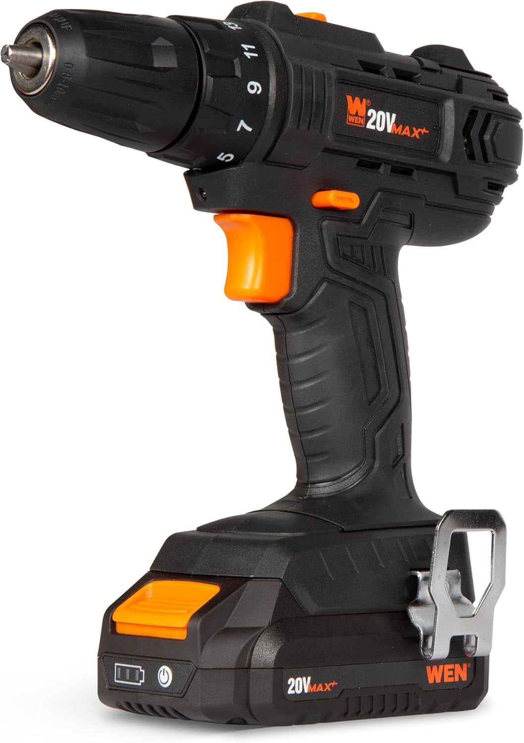 WEN 20V Max Cordless 3/8-Inch Drill/Driver with 2.0 Ah Lithium-Ion Battery and Charger (20119)