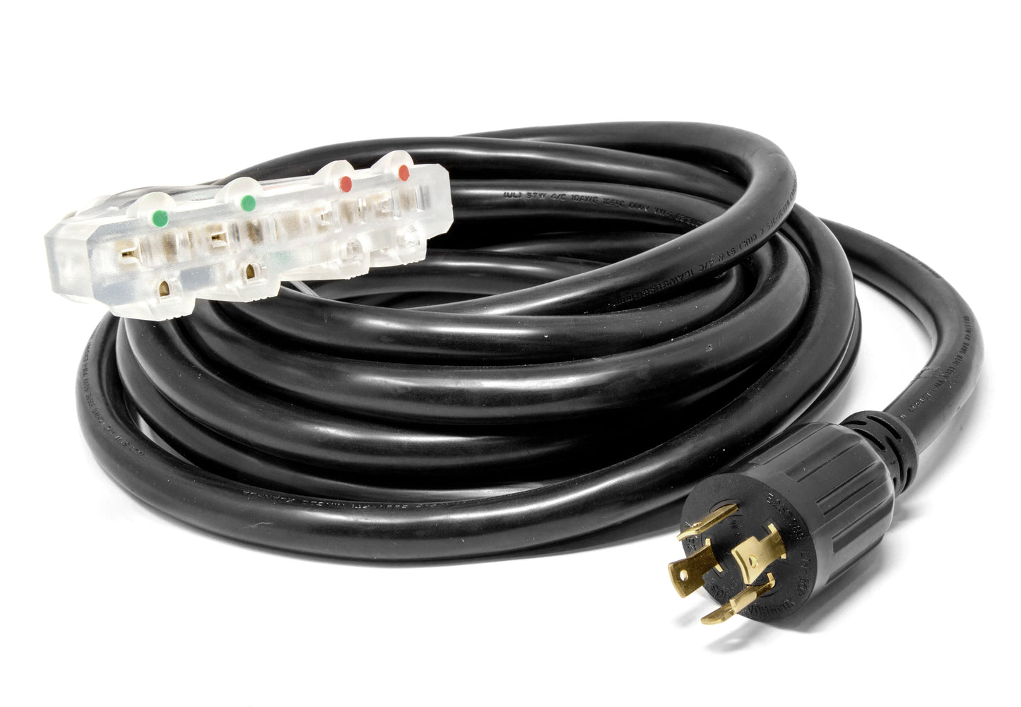 WEN 25 ft. 30-Amp 10-Gauge STW Fan-Style 10/4 Generator Extension Cord (converts L14-30R to four 5-20R outlets)