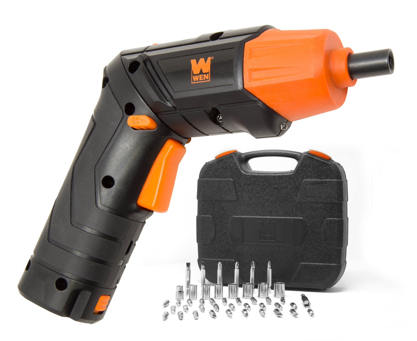 WEN 4V Max Lithium Ion Rechargeable Cordless Electric Screwdriver and Flashlight with Carrying Case and 40+ Accessories