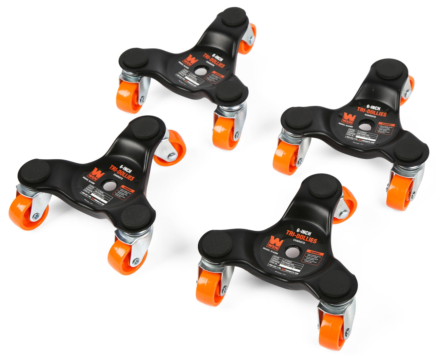 WEN 6-Inch 300-Pound Capacity Furniture Moving Tri-Dolly Set (4 Pack)