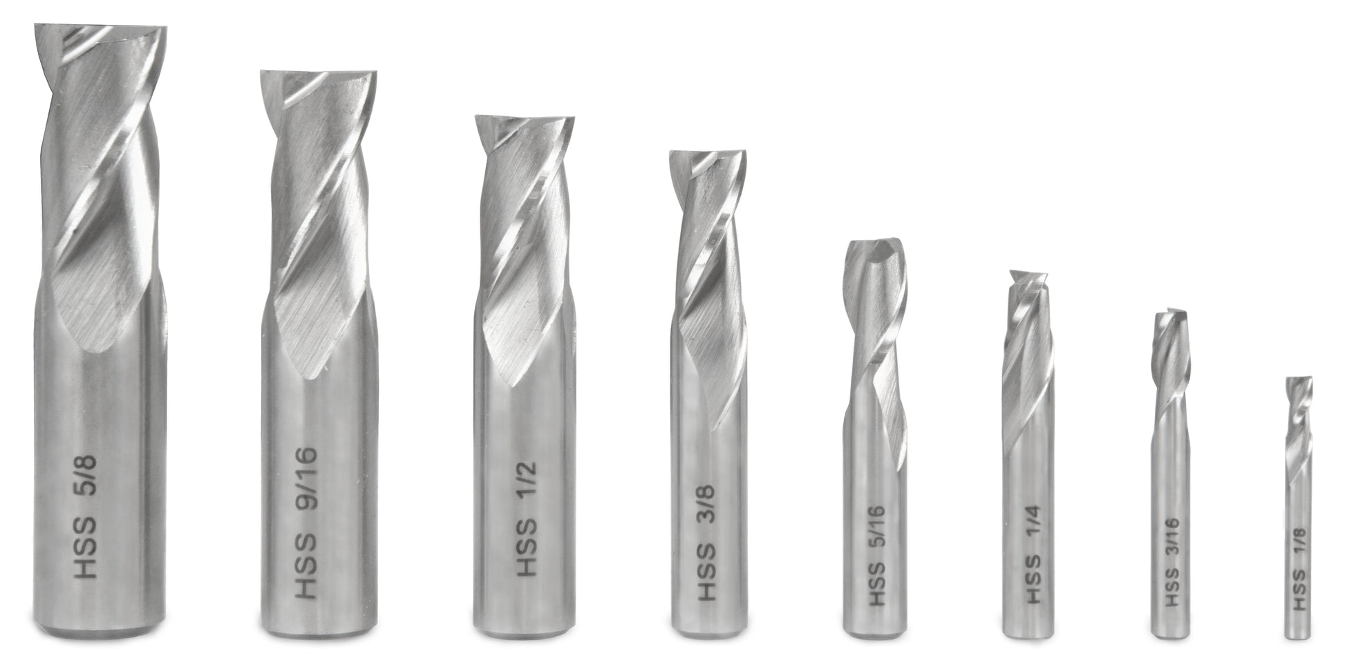 WEN 8-Piece 2-Flute HSS End Mill Set for Milling Machines