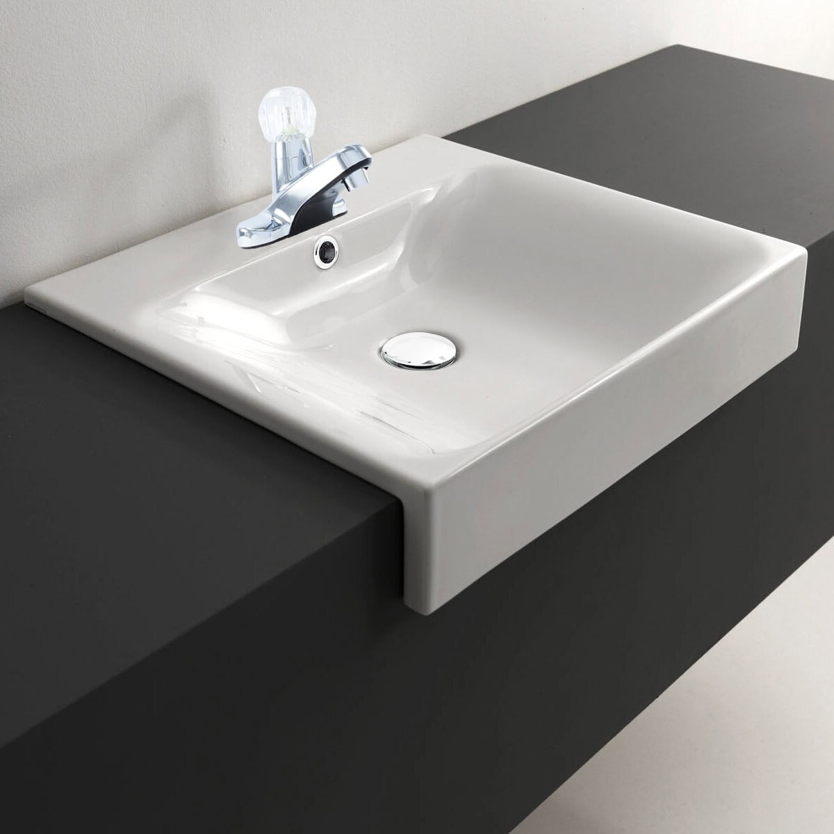 WMF-4316-CP - RV Lavatory Bathroom Faucet Single Handle Ceramic Disc Less Pop-up(Chrome Plating Over ABS Plastic)