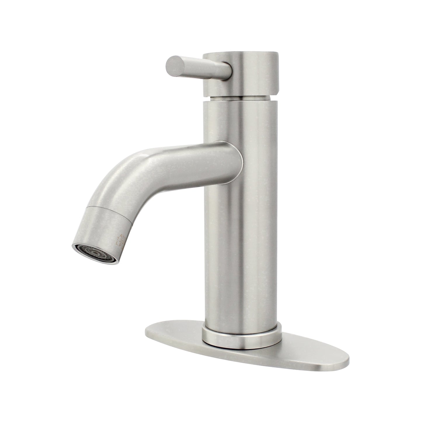 WMF-4316SS-S - Stainless Steel 4" Single Handle Lavatory Faucet, Bathroom Sink Faucet with Pop Up and Deck Plate, Brushed Nickel Finish