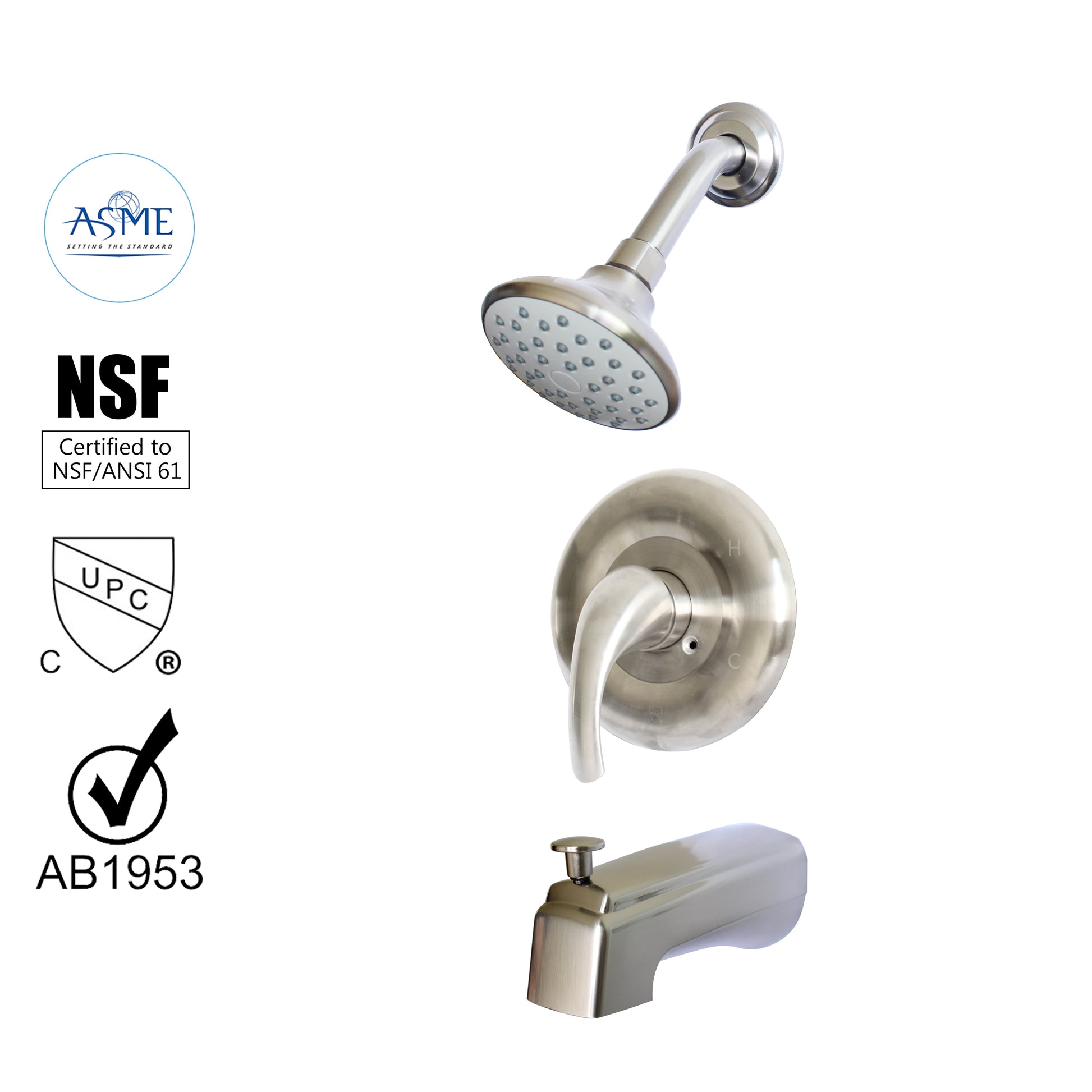 WMF-8218M-BN Hybrid Pressure Balancing Bath And Shower Sets In Brushed Nickel