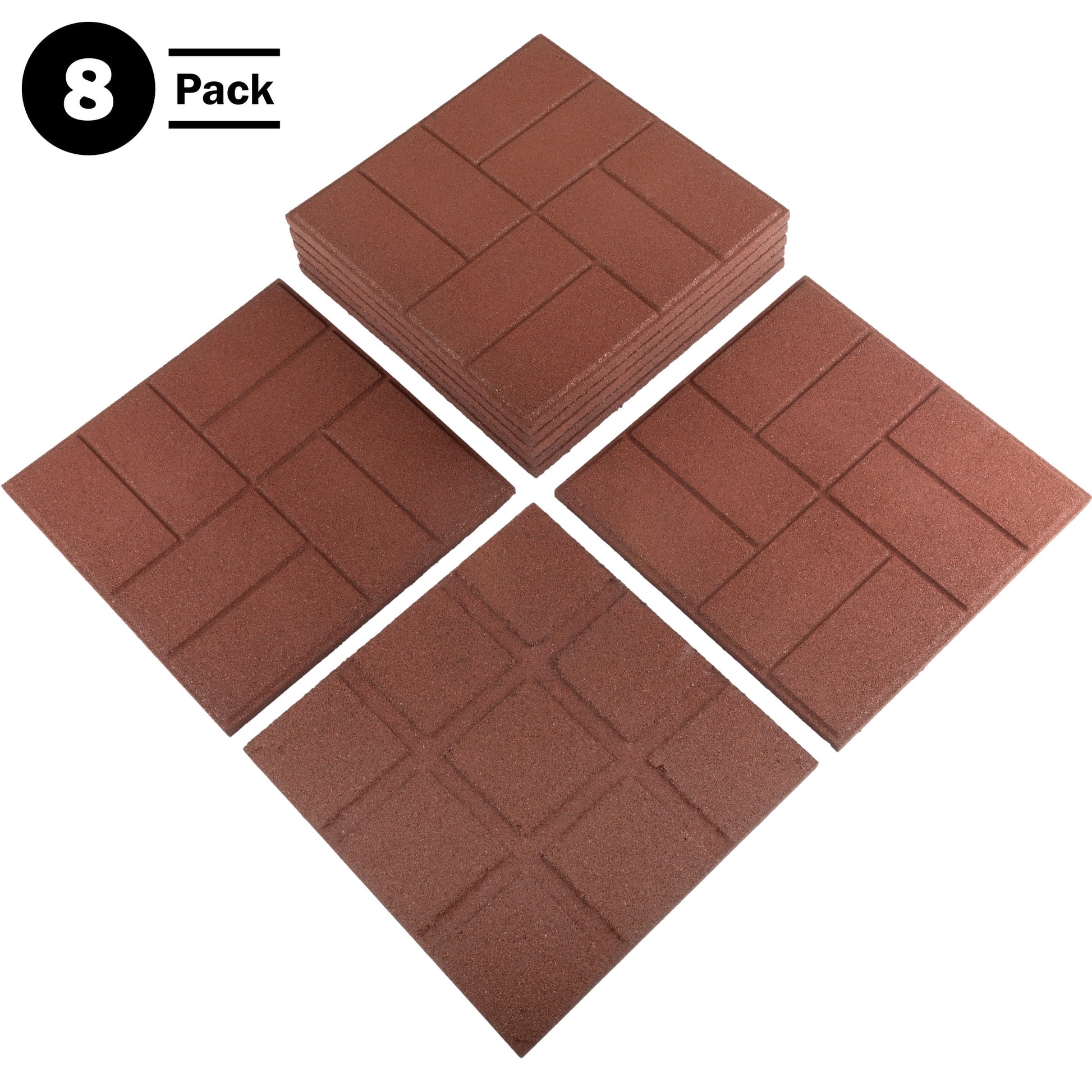 Pure Garden Rubber Deck Tiles 8-Pack - 28SQFT Outdoor Flooring Pavers, Red