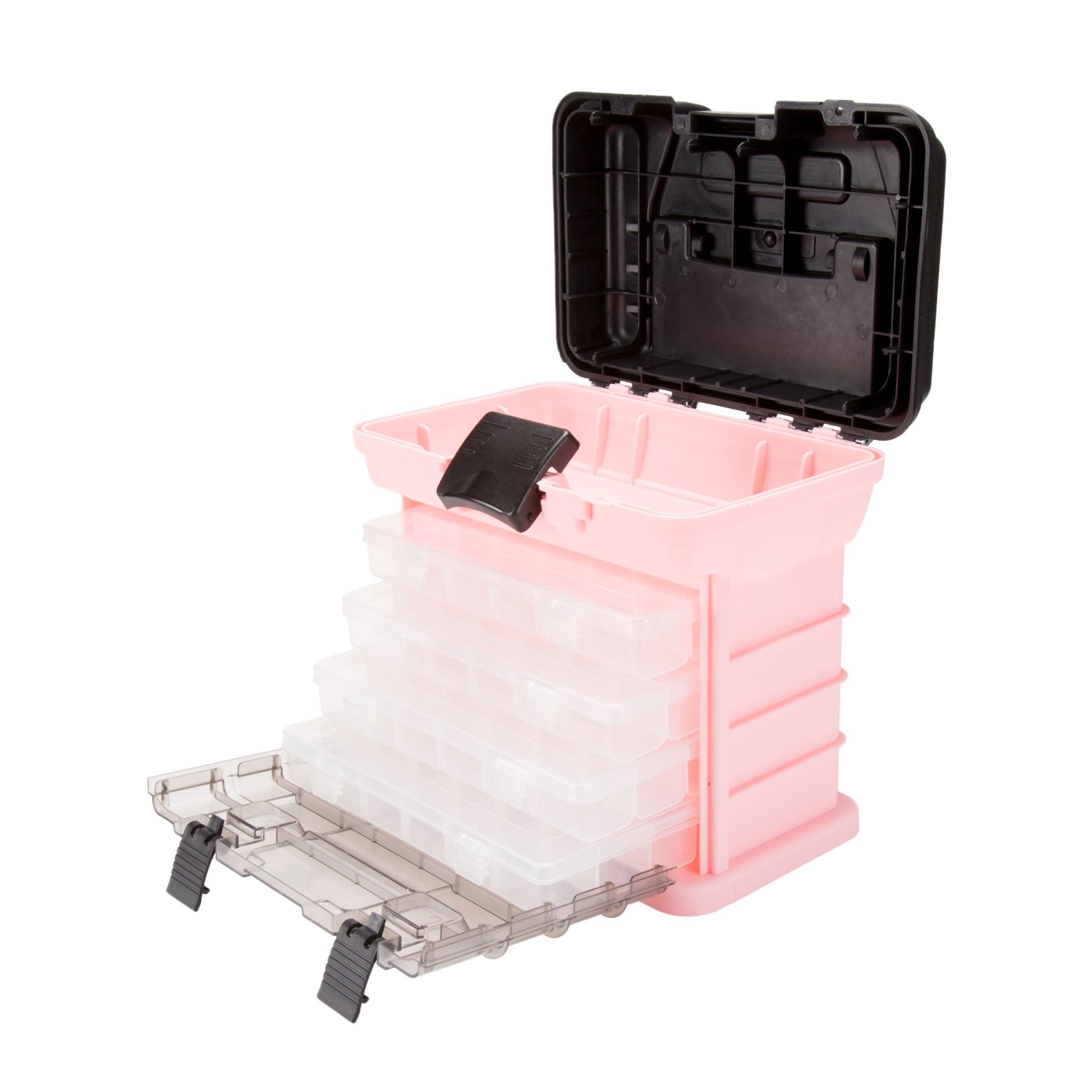 Storage and Toolbox- Durable Organizer Utility Box with 4 Compartments for Hardware Fish Tackle Beads and More by Stalwart (Pink)