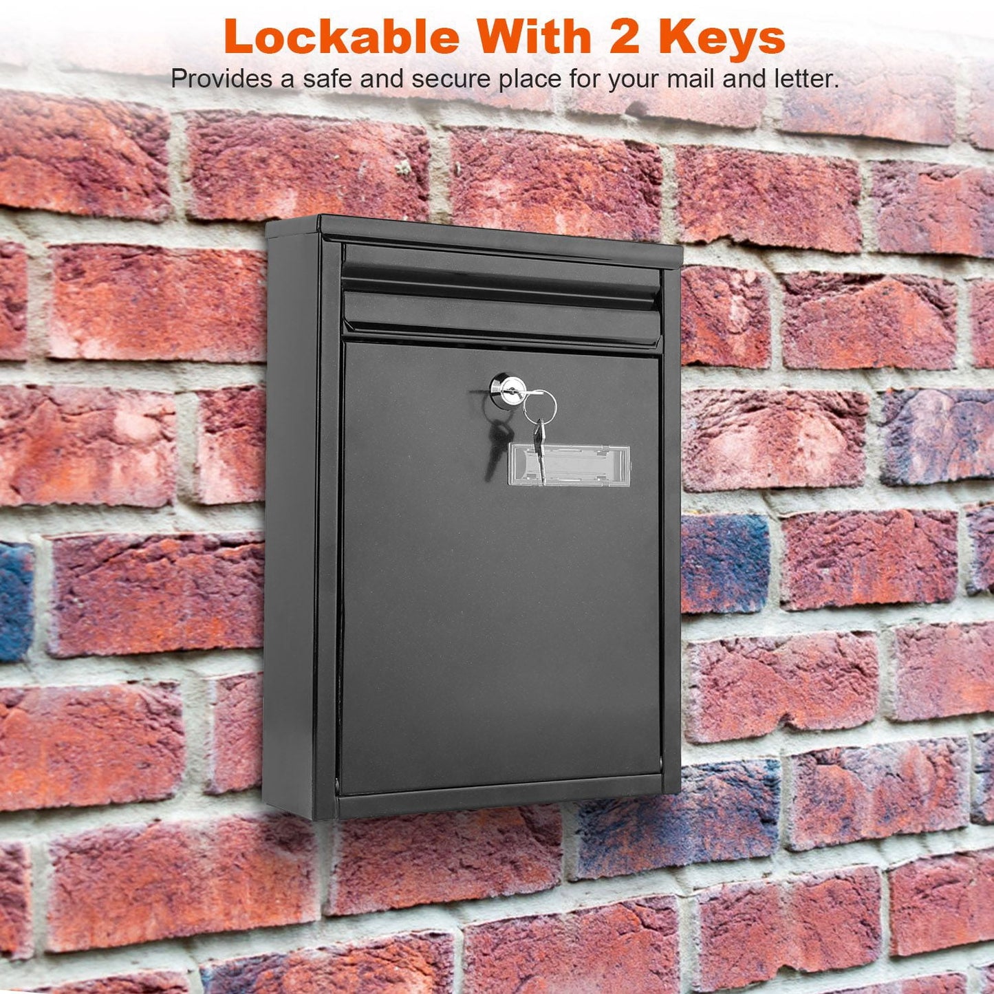 Wall Mount Mailbox Lockable Galvanized Iron Letter Post Box Locking Security Drop Box with 2 Keys for Outside Home Office