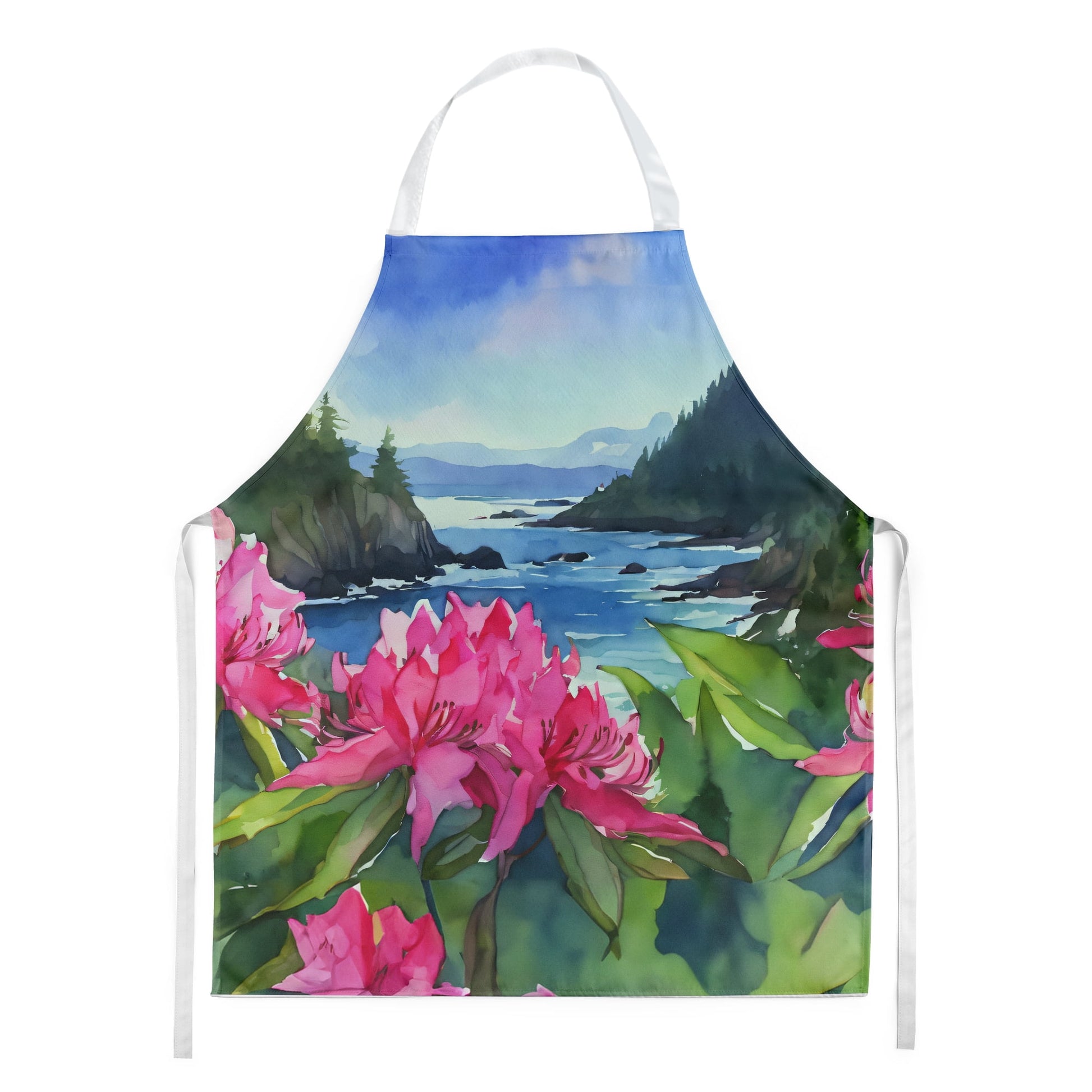 Washington Coast Rhododendrons in Watercolor Apron 27 in x 30 in