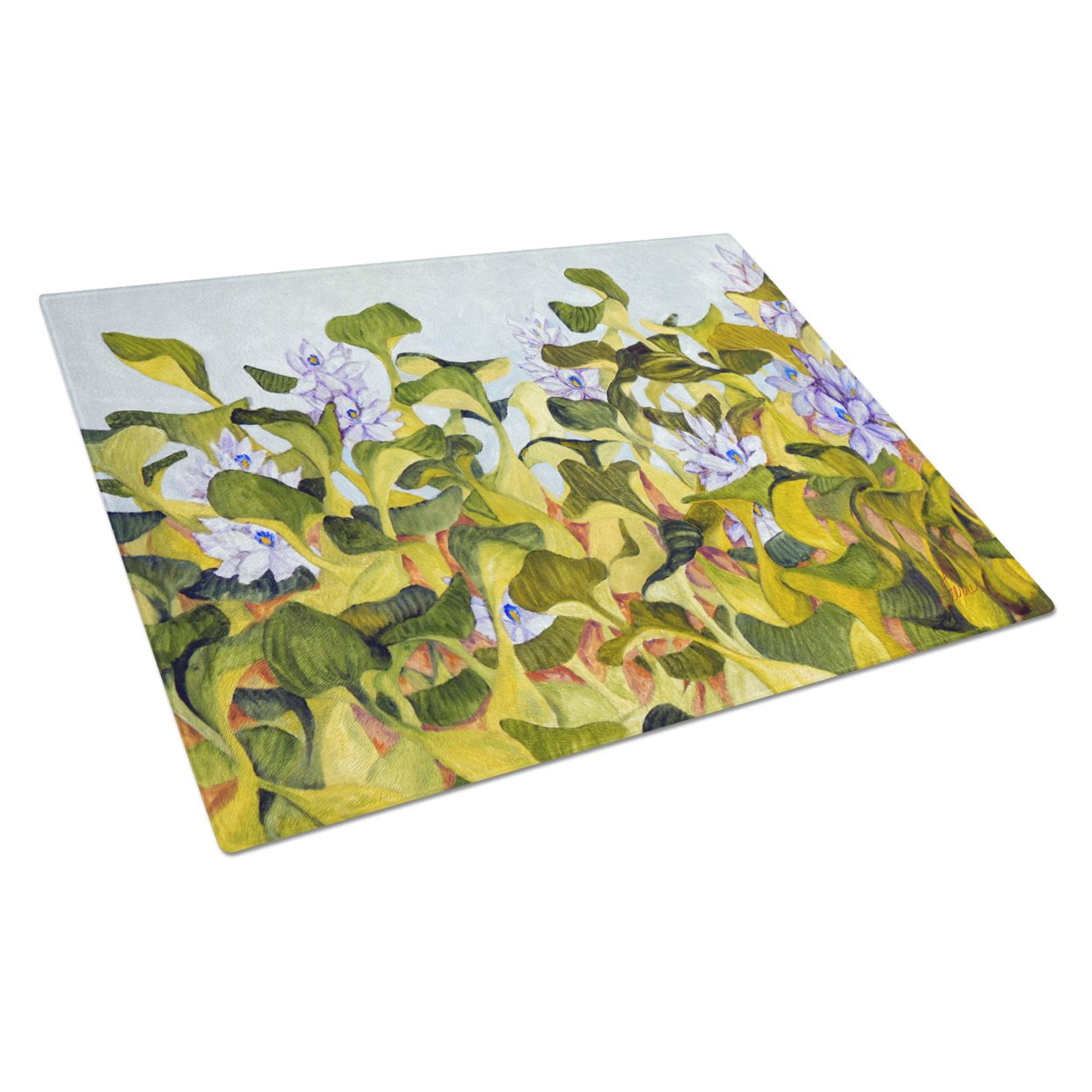 Water Hyacinth by Ferris Hotard Glass Cutting Board Large