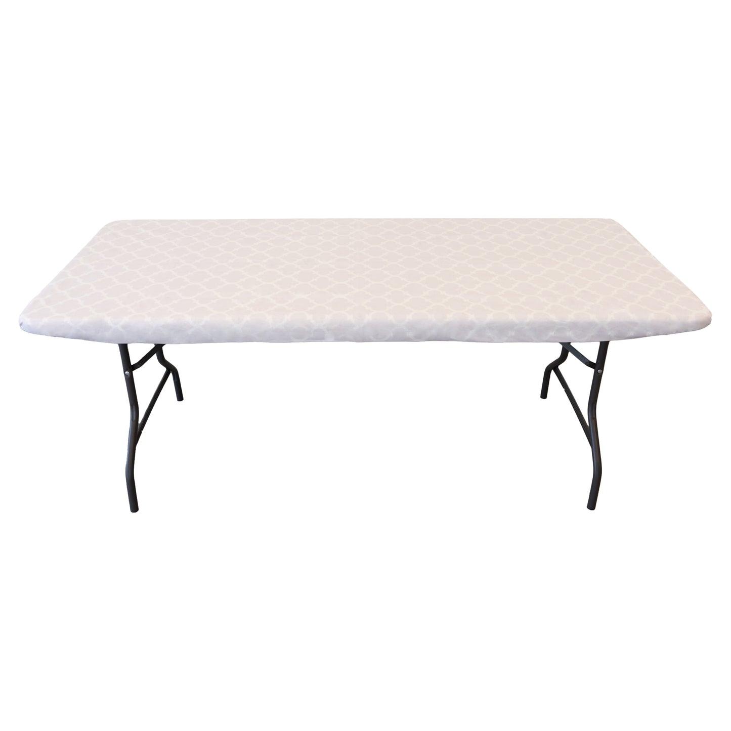 Waverly Inspirations Vinyl Tablecover With Flannel Backing, 6Ft Table, 72" x 30", Gingham Black, 1 PK