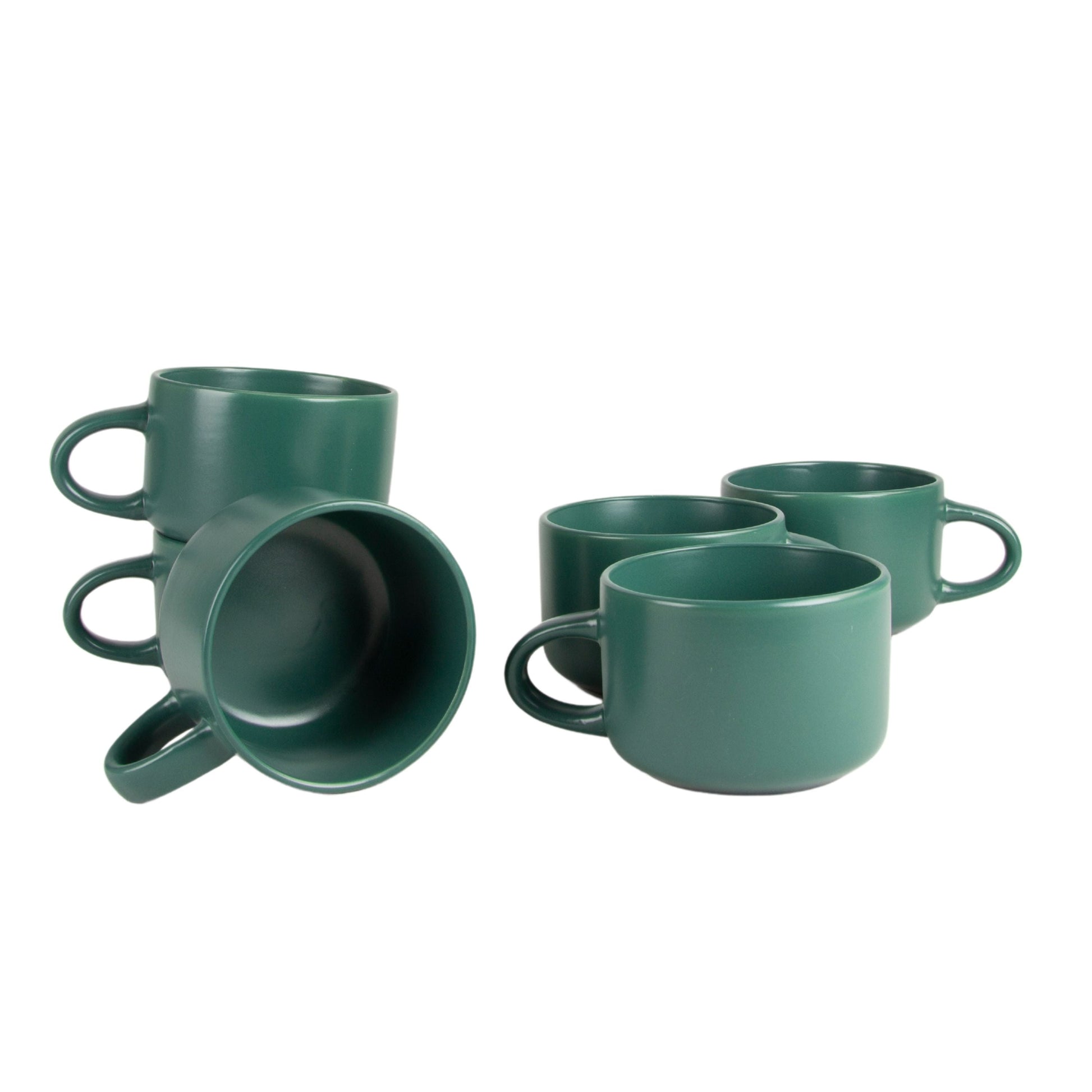 Wazee Matte 4.75" and 22 oz Oversized Mug, Set of 6, White