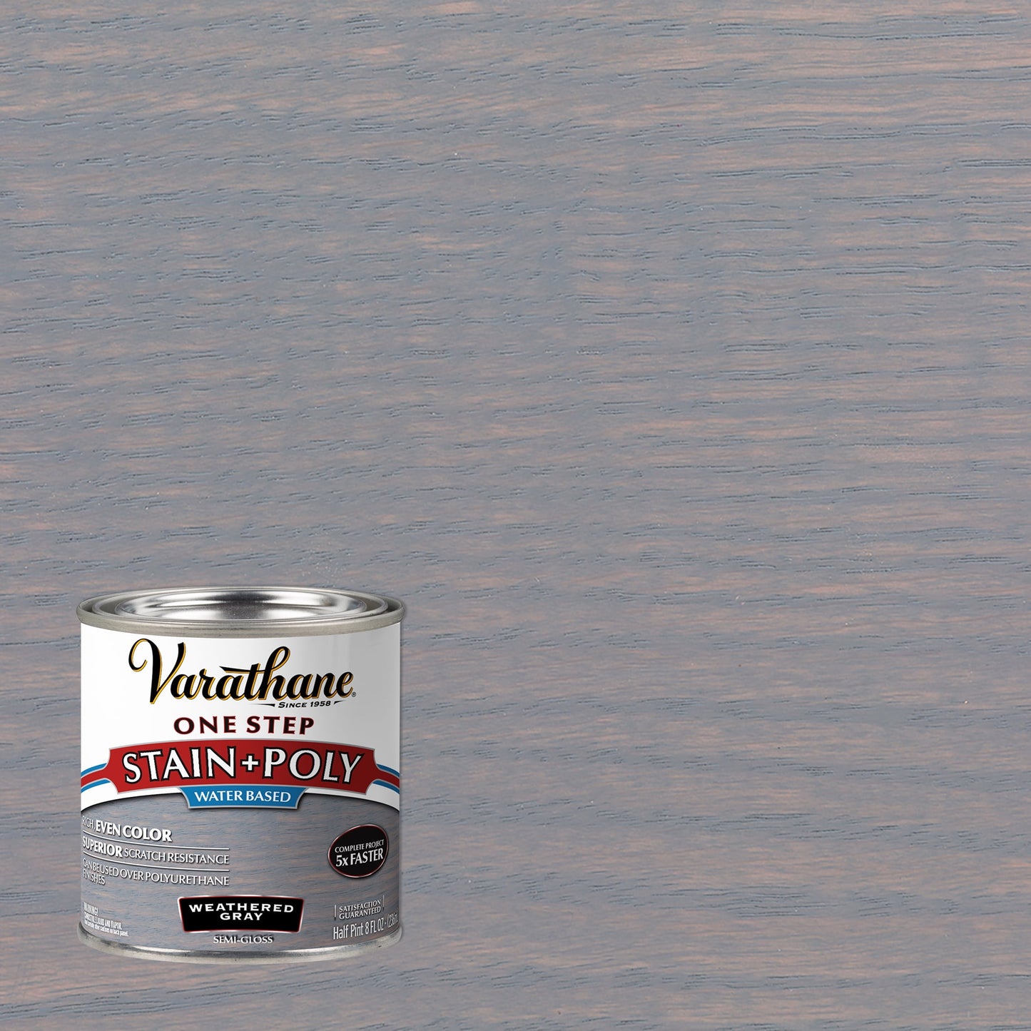 4 Pack, Weathered Gray, Varathane Stain + Polyurethane, Semi-Gloss -384361, Half Pint