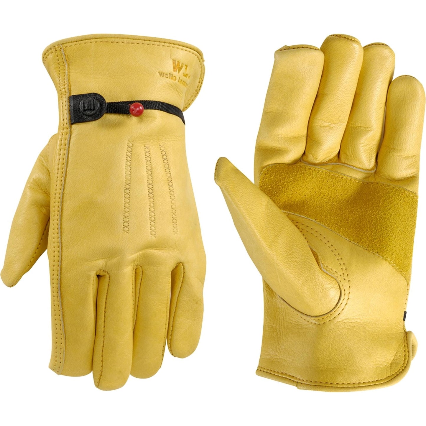 Wells Lamont Men's Cowhide Leather Work Gloves | Adjustable Wrist, Puncture and Cut Resistant | Medium